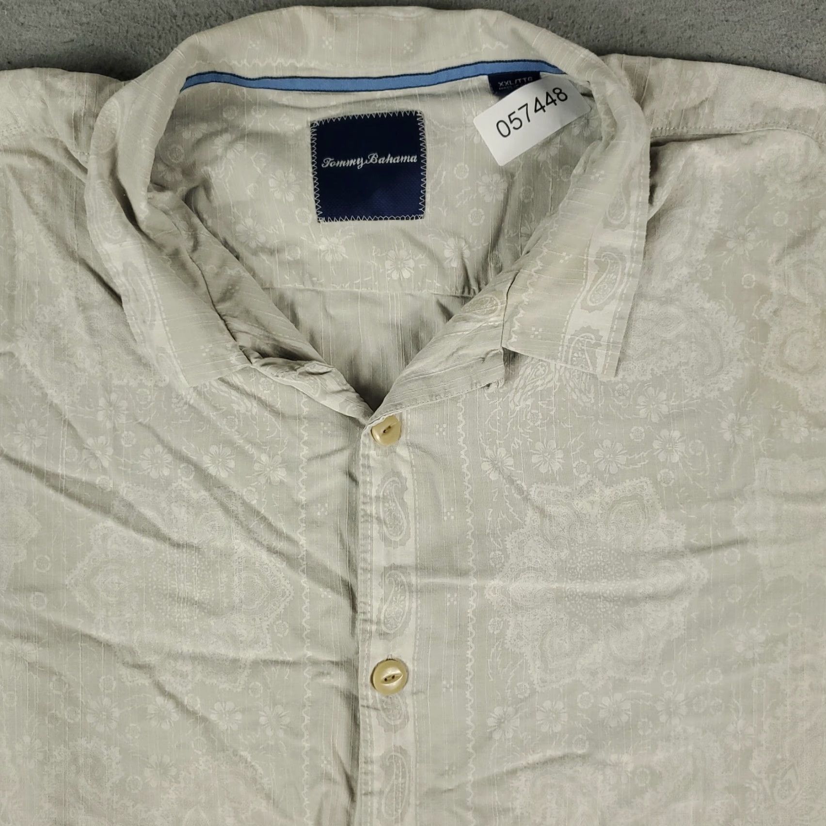 Tommy Bahama Tommy Bahama Button-Up Shirt Mens 2XL Beige Hawaiian Short Sleeve Aloha Casual Size US XXL / EU 58 / 5 - 2 Thumbnail