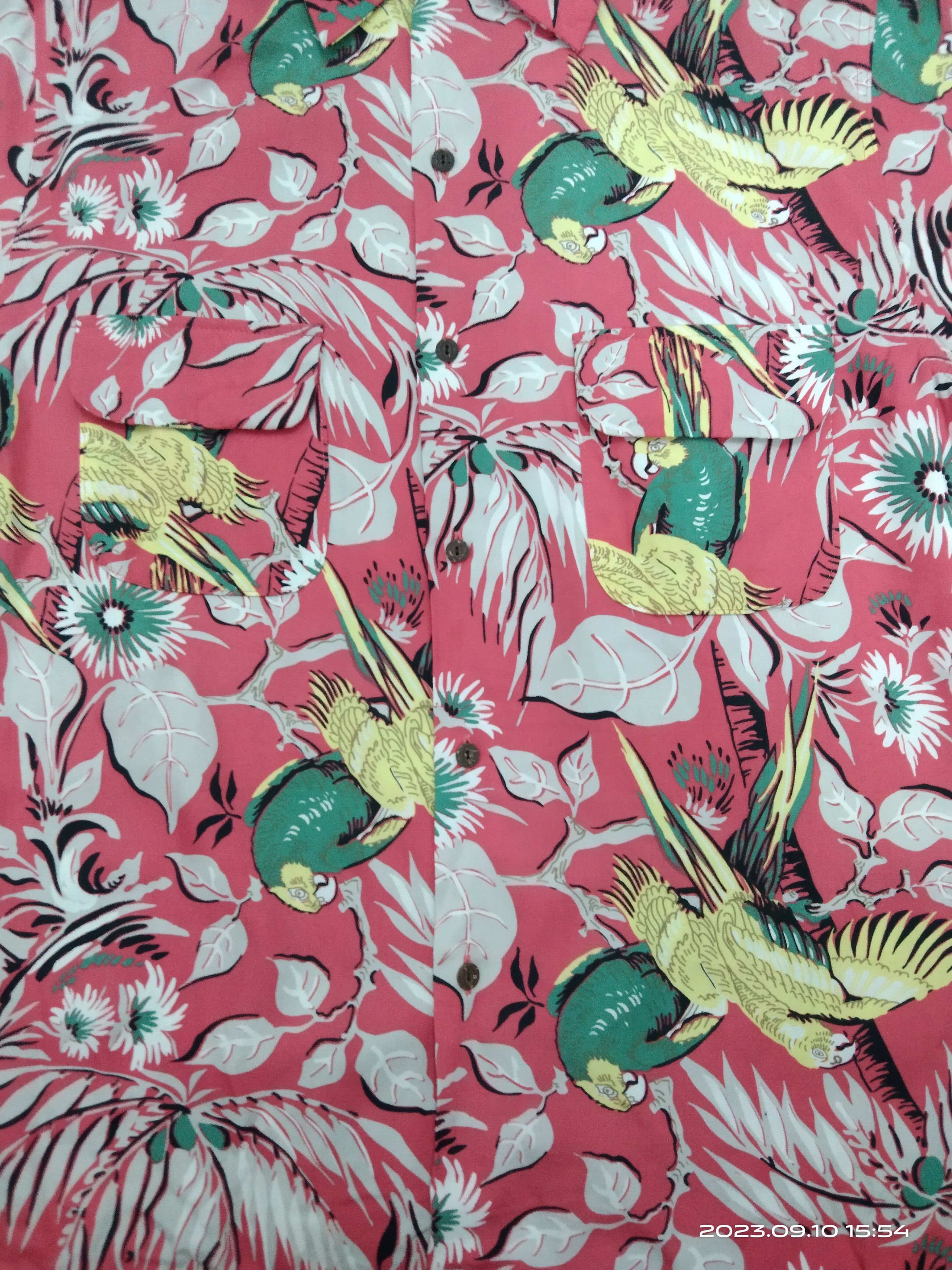 Japanese Brand RAYON ANNI THE BEST🇯🇵pARROT X FLORAL BUTT0N UP Size US L / EU 52-54 / 3 - 3 Thumbnail