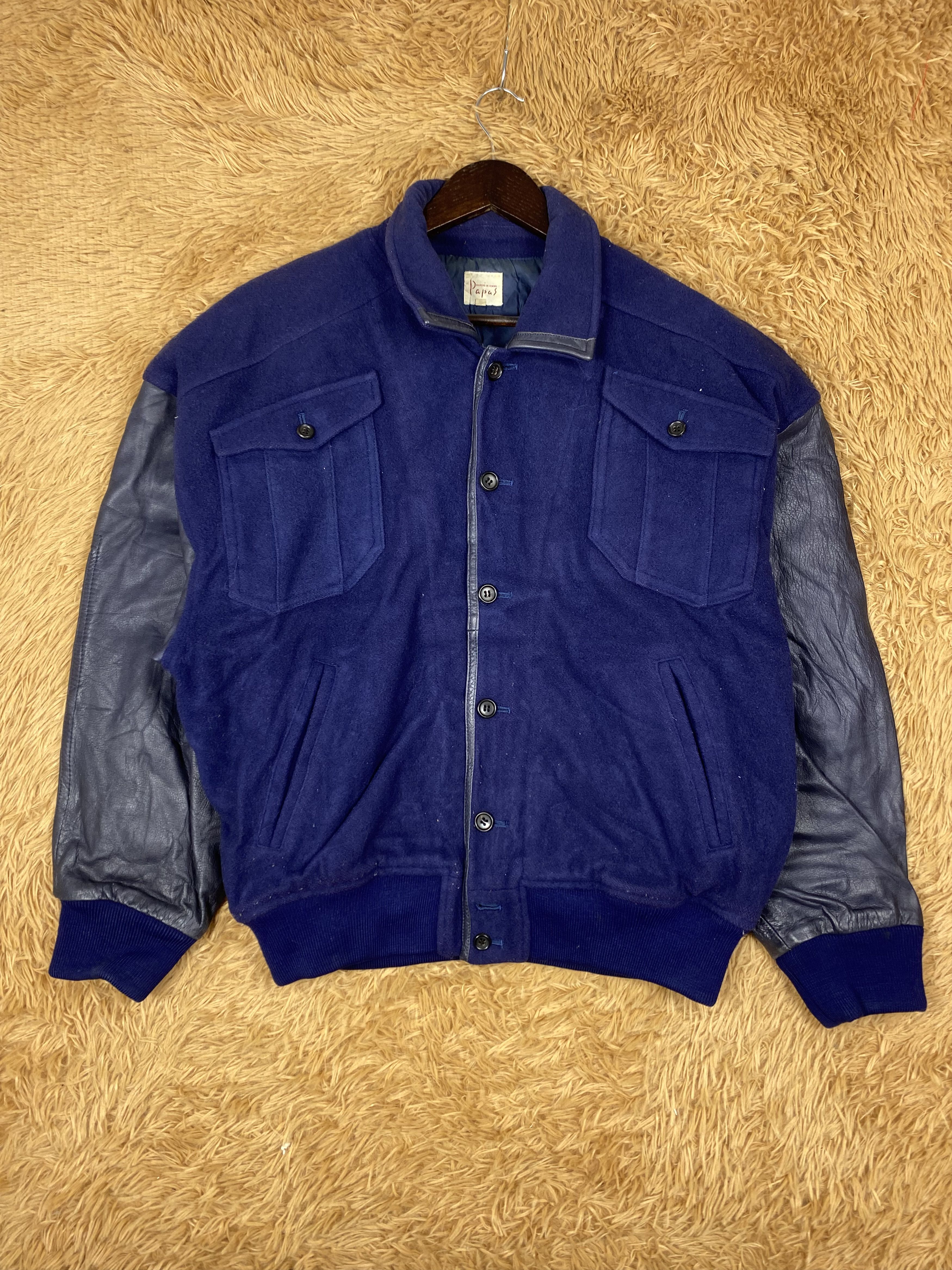 Japanese Brand Vintage Papas Leather Sleeve Varsity Jacket DJ0733 Size US L / EU 52-54 / 3 - 1 Thumbnail