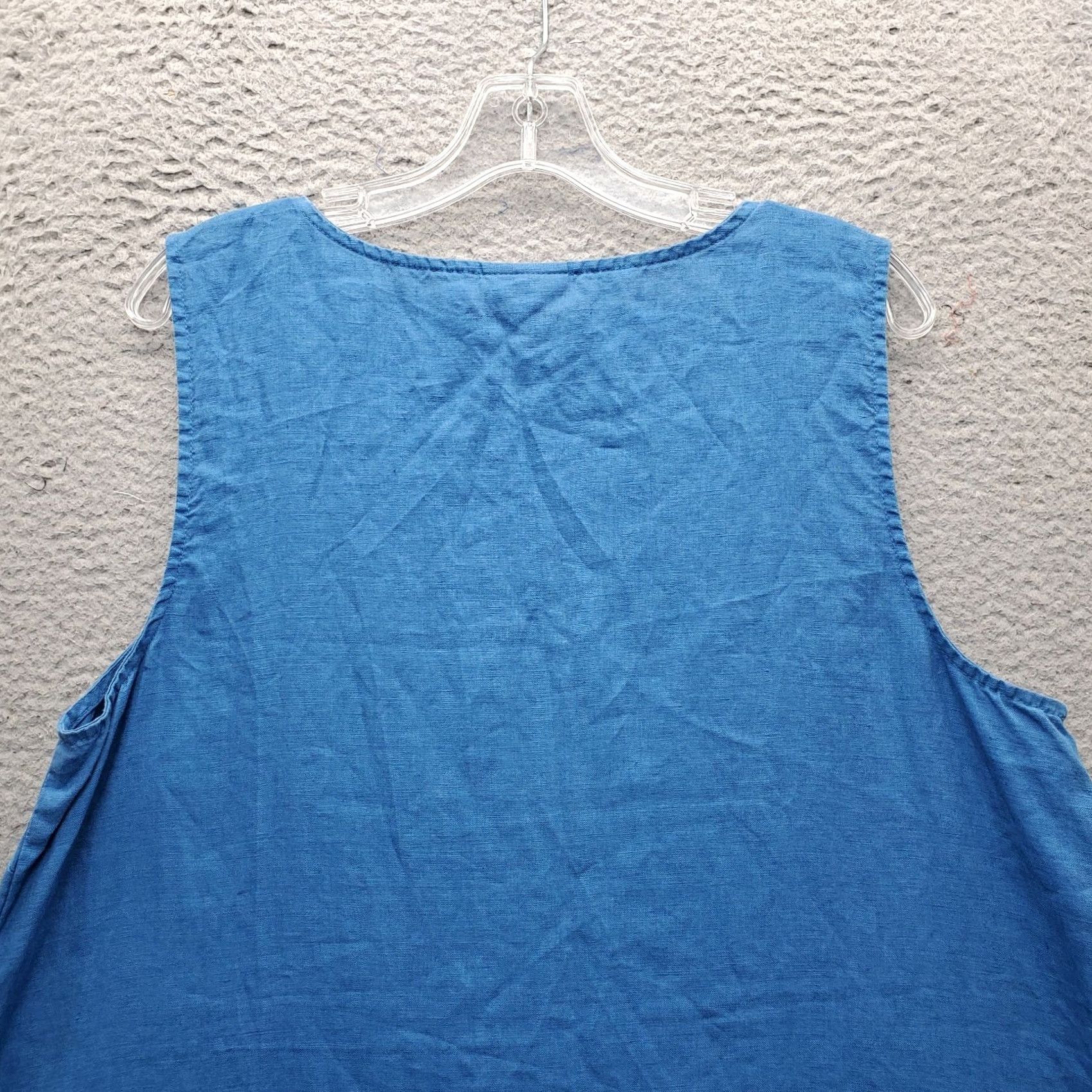 J. Jill J. Jill Tank Top Womens Large Blue Linen Wide Strap Round Neck USA Ship Casual Sleeveless Size L / US 10 / IT 46 - 7 Thumbnail