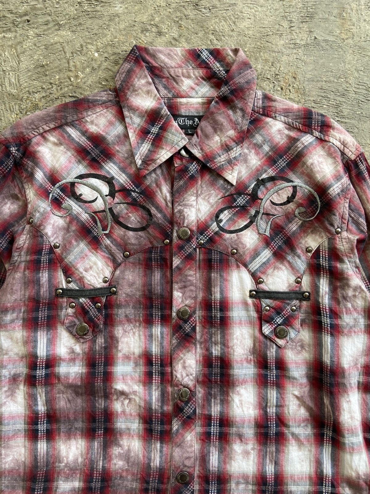 14th Addiction 2000s In the Attic - Vkei Style Smoke Wash Snap Button Shirt Size US L / EU 52-54 / 3 - 3 Thumbnail