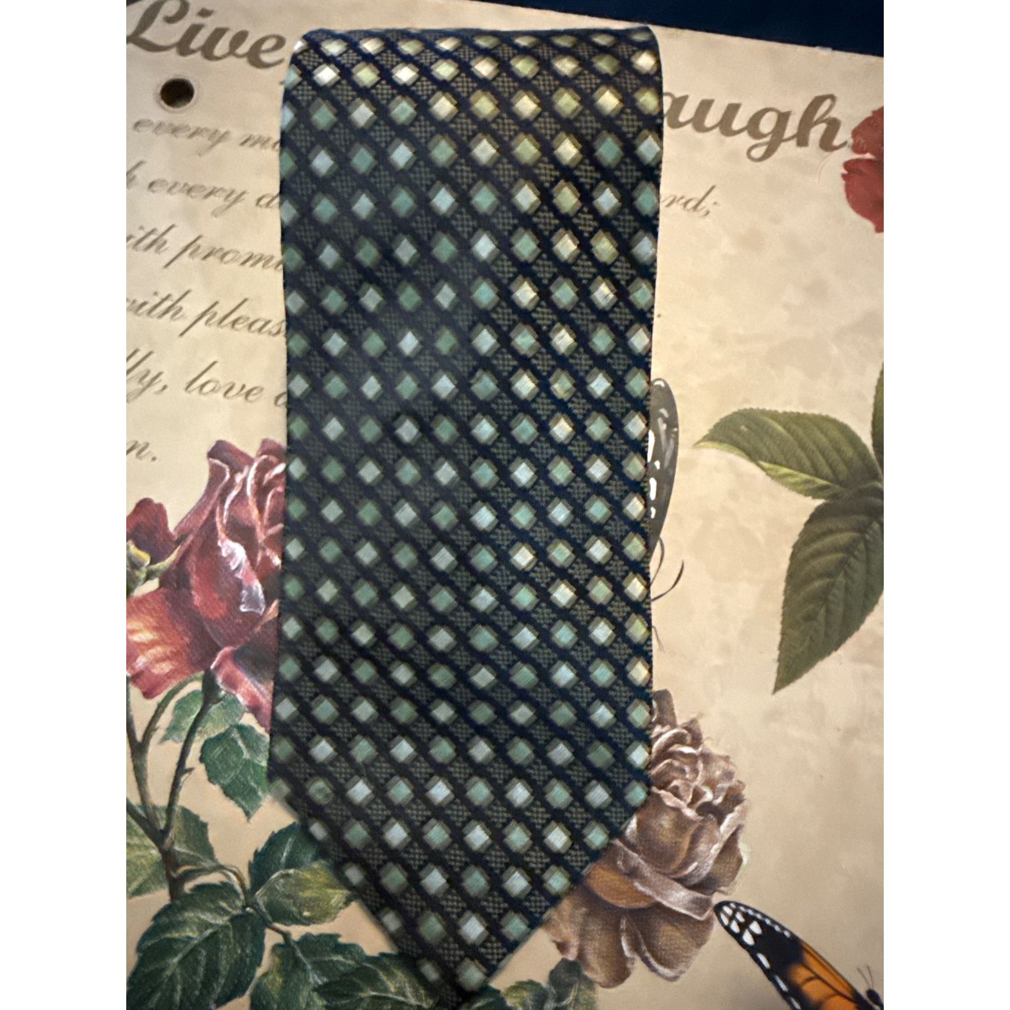Pierre Cardin Pierre Cardin Geometric Pattern Silk Tie In Navy & Gold Size ONE SIZE - 1 Thumbnail