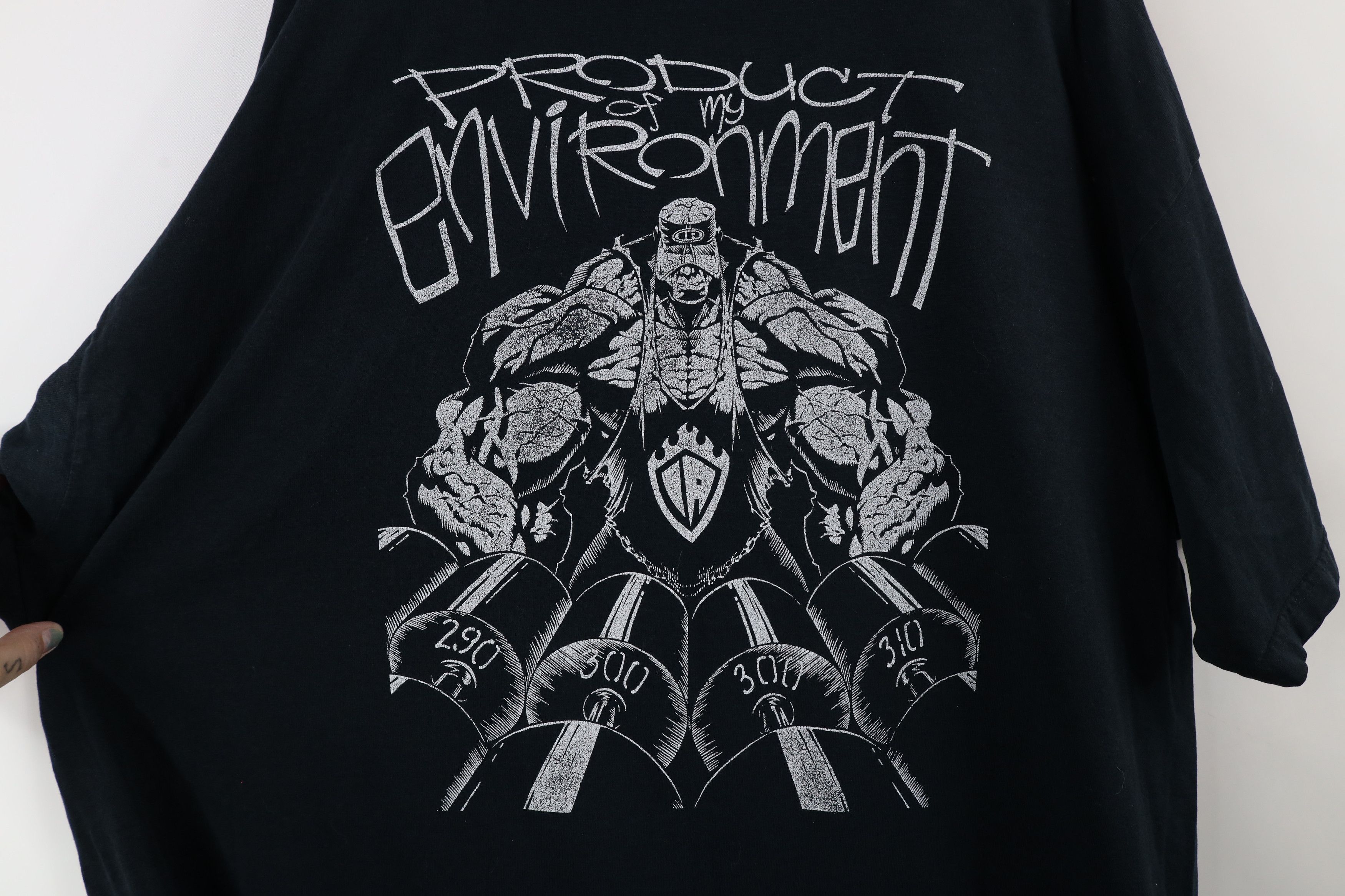 Vintage Vintage Streetwear Flames Iron Asylum Weightlifting T-Shirt Size US XXL / EU 58 / 5 - 11 Thumbnail