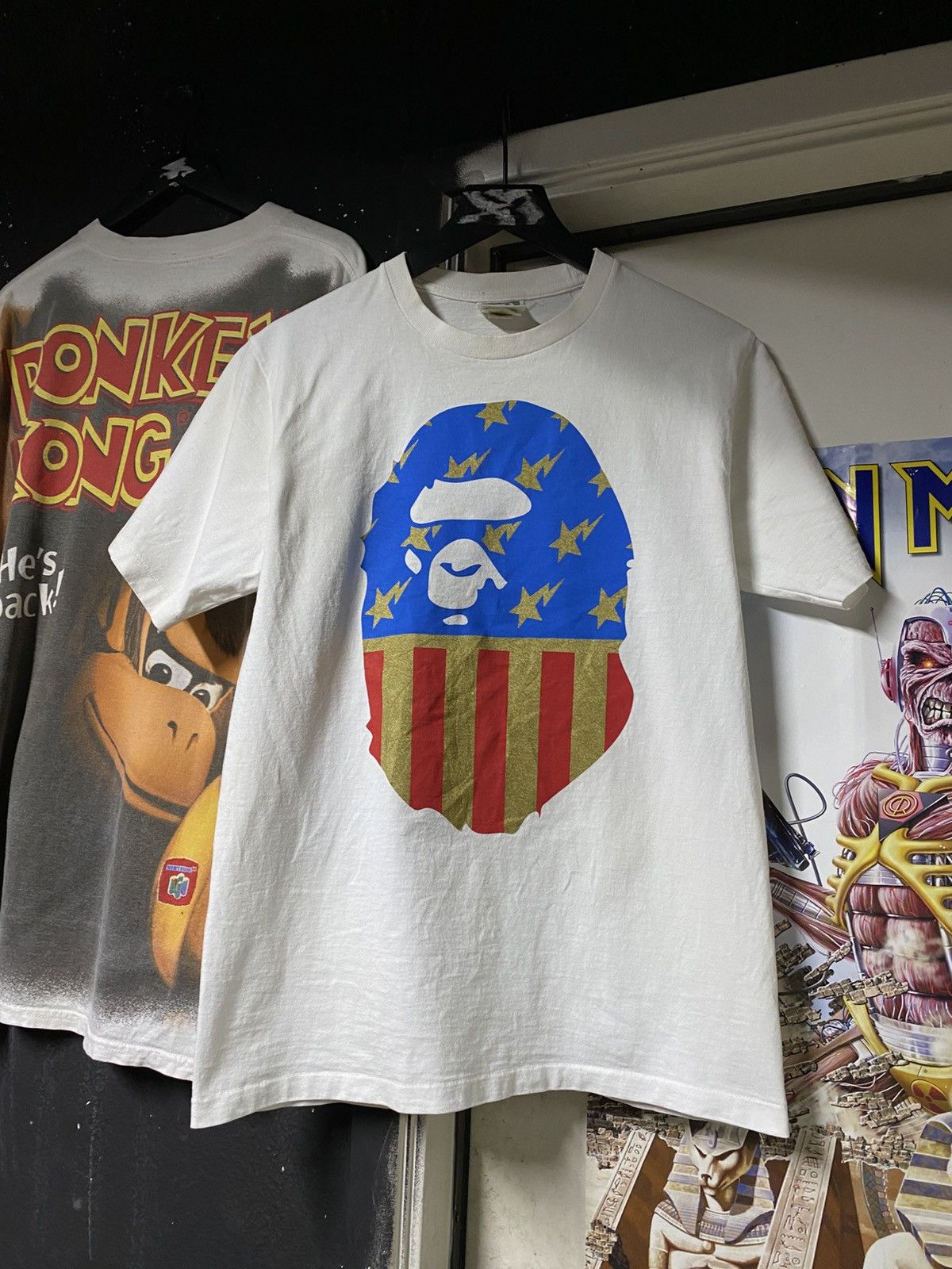 Bape A Bathing Ape USA Flag Bape Head Tee Shirt Small Grailed