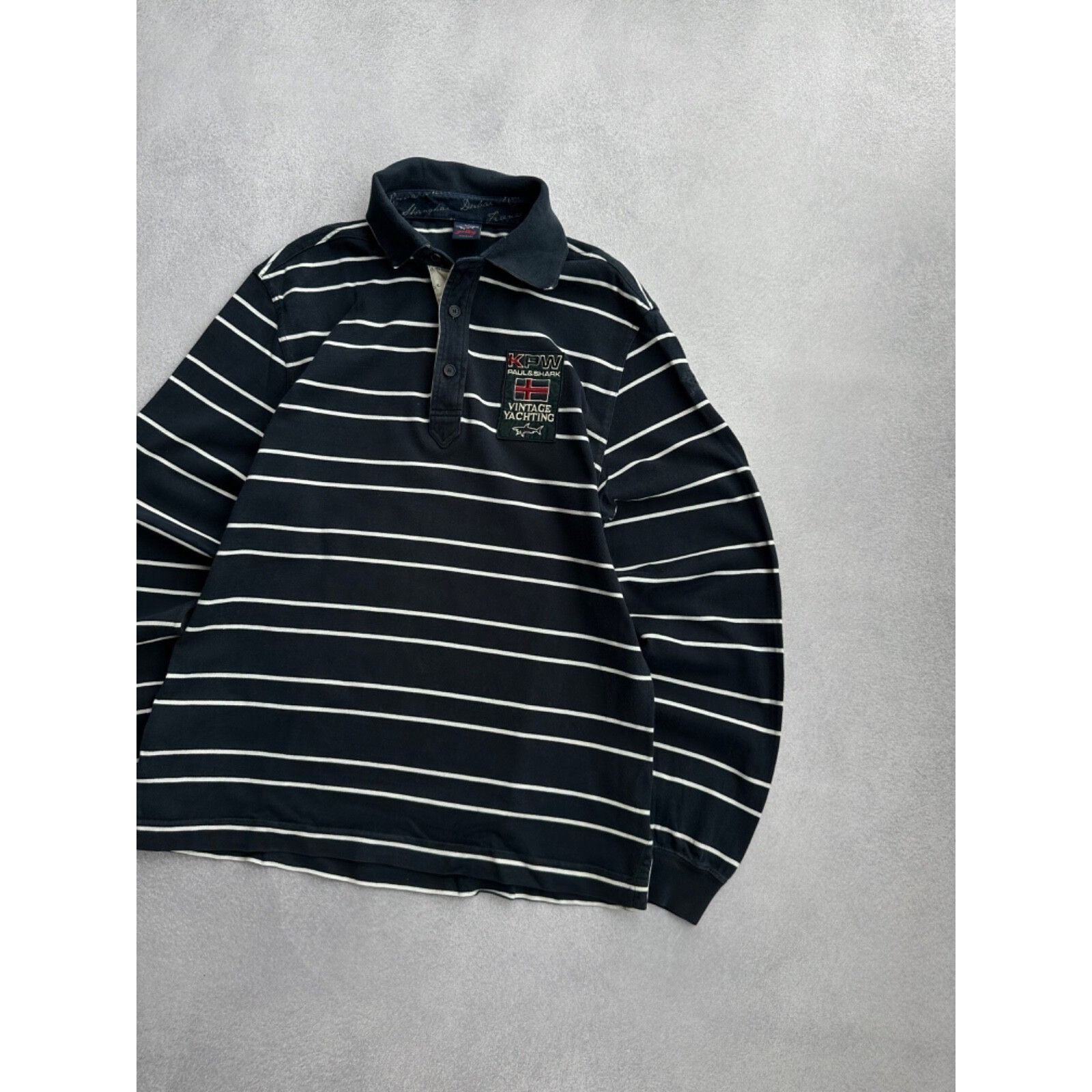 Paul & Shark VTG Paul & Shark Yachting KPW Striped Rugby Shirt Size US L / EU 52-54 / 3 - 3 Thumbnail