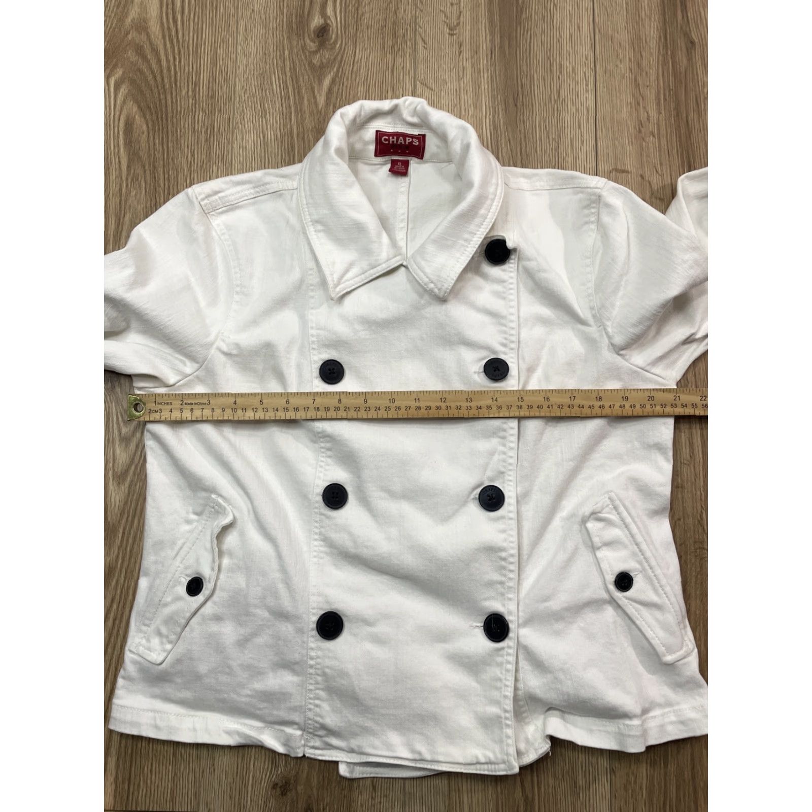 Chaps VINTAGE Chaps Denim Jean Jacket Womens XL White Short Style Pocket Classic Coat Size 40" / US 18 - 5 Thumbnail