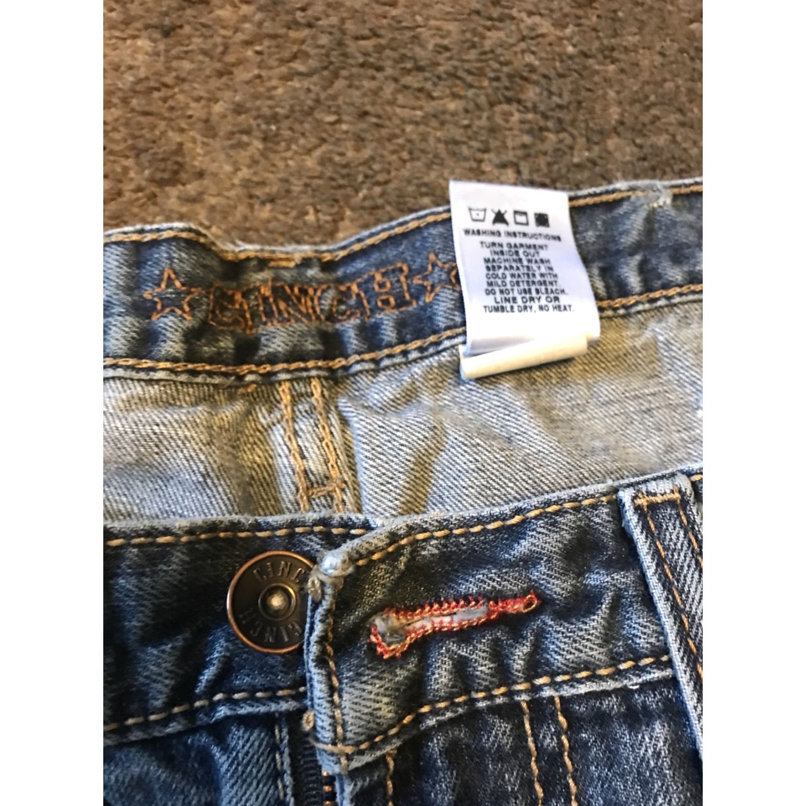 Denime Cinch Denim Shorts Mens 36 Blue Cut Off 10 In Inseam 5-Pocket Logo Raw Hem Casual Western Size US 36 / EU 52 - 3 Thumbnail