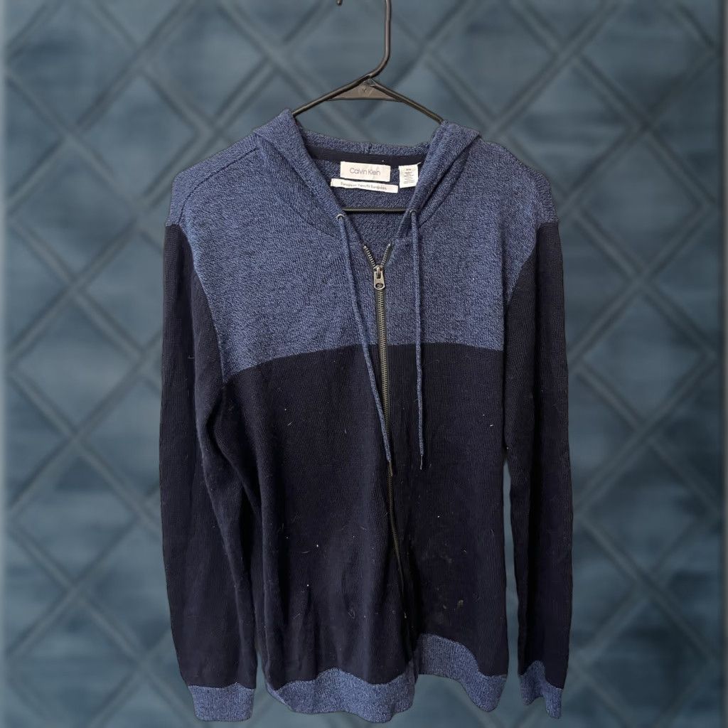 Calvin Klein Calvin Klein European Yarn Blue Hoodie Unisex M Full Zip Size M / US 6-8 / IT 42-44 - 1 Thumbnail