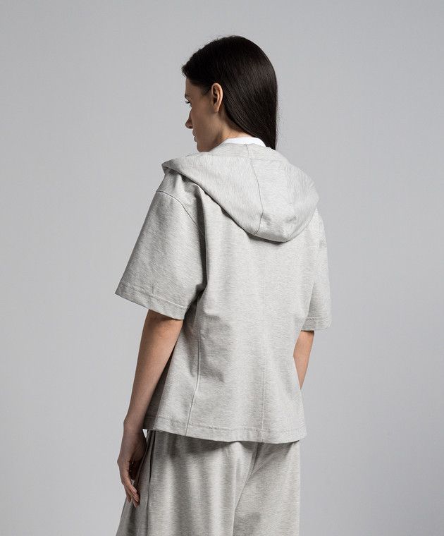 Brunello Cucinelli o1y0825 Hooded Sweatshirt in Light Gray Size M / US 6-8 / IT 42-44 - 4 Thumbnail