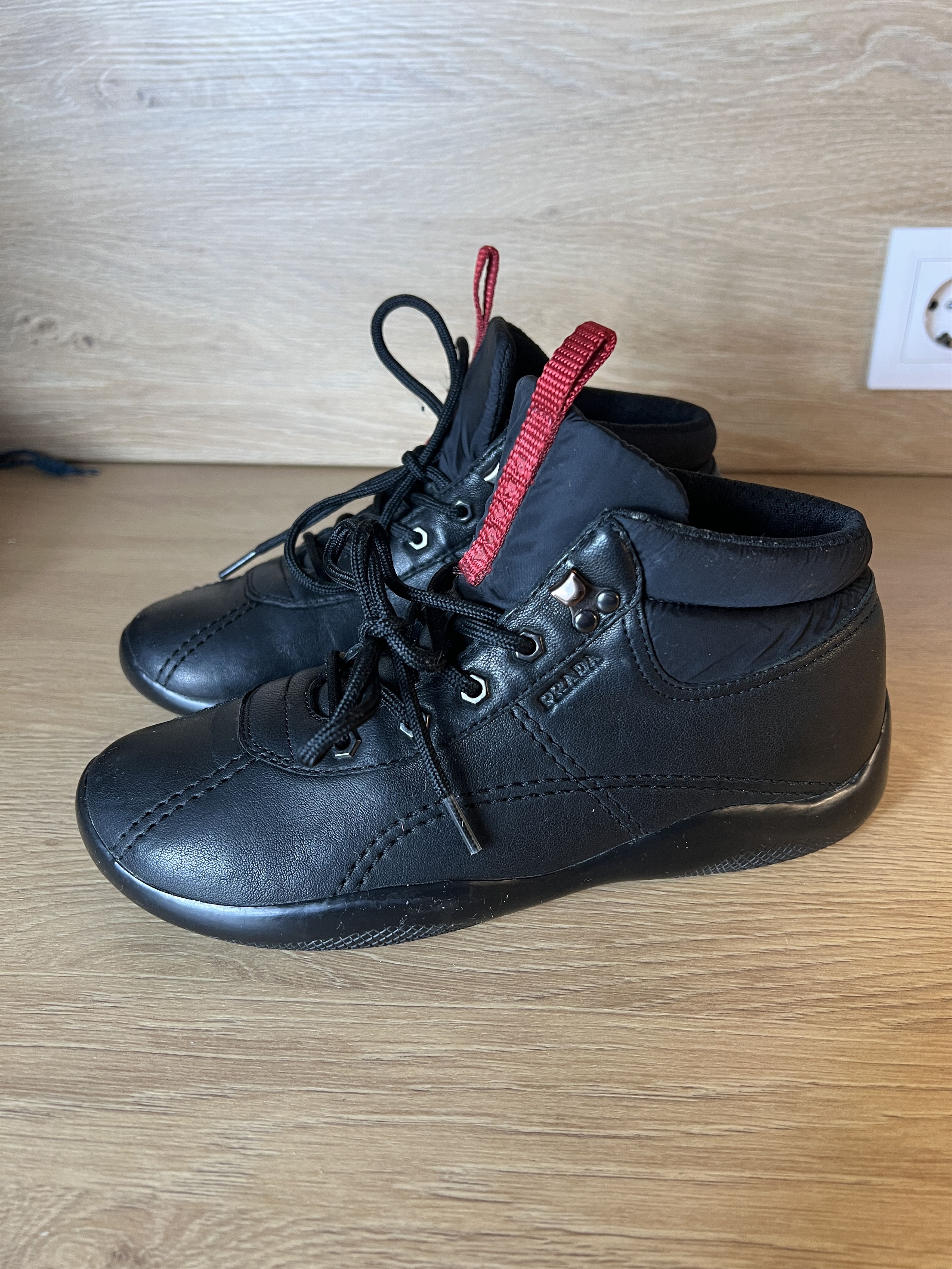 Prada prada black low boots leather Size US 5 / IT 35 - 1 Thumbnail