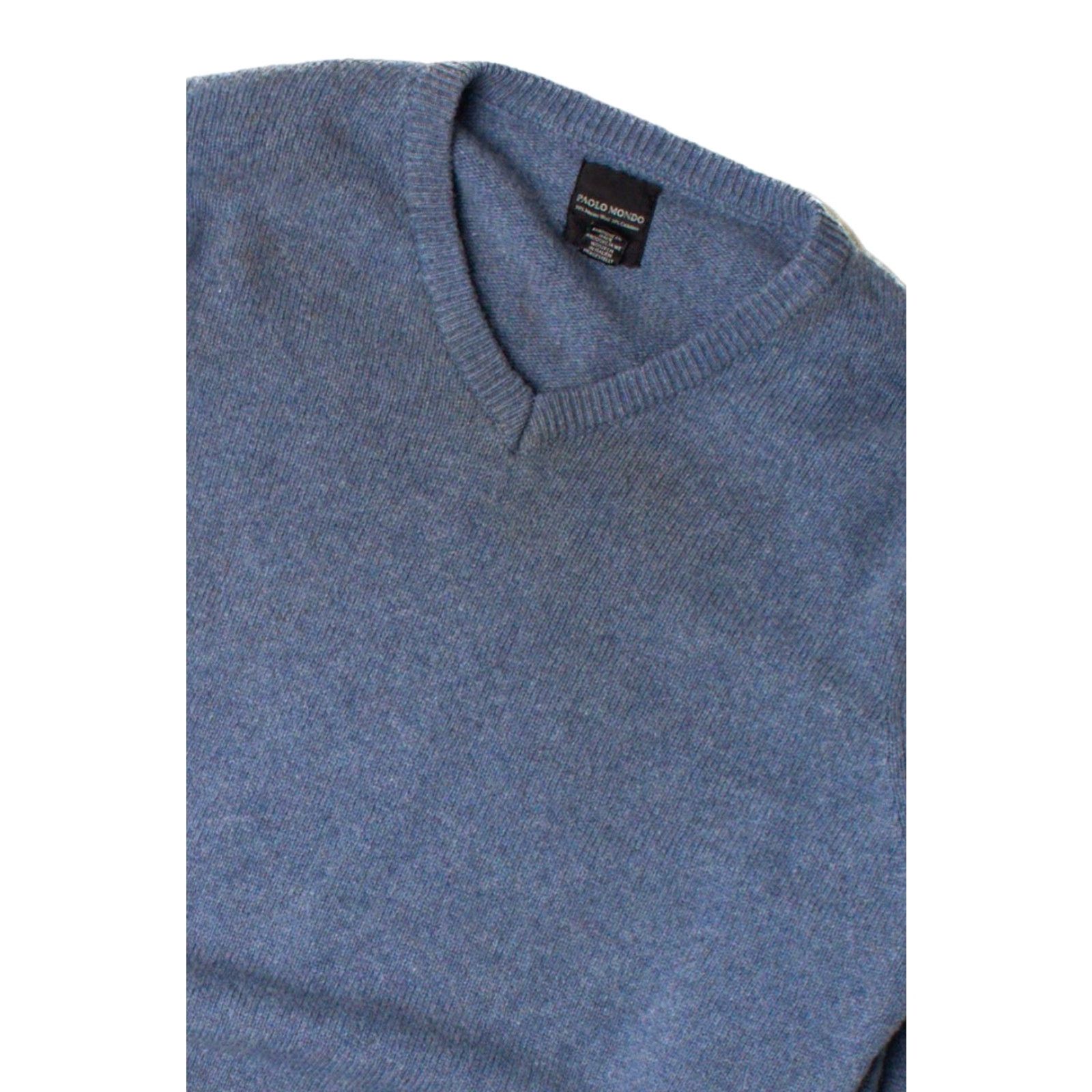 Vintage VINTAGE Phola Mondo Wool / Cashmere Steel Blue V-Neck Sweater Large Size L / US 10 / IT 46 - 2 Thumbnail