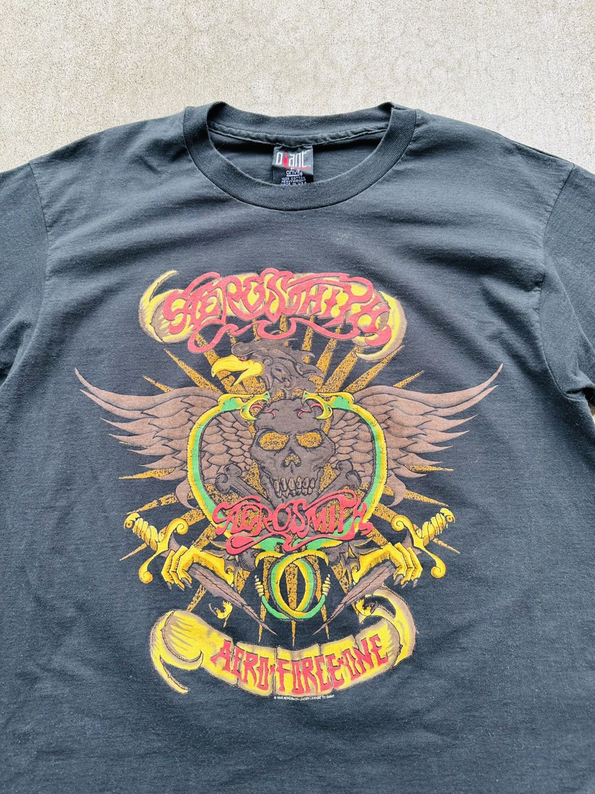 Aerosmith × Giant × Vintage Vintage Aerosmith Band Tee Shirt 90s Giant USA Concert Tour Size US XL / EU 56 / 4 - 3 Thumbnail