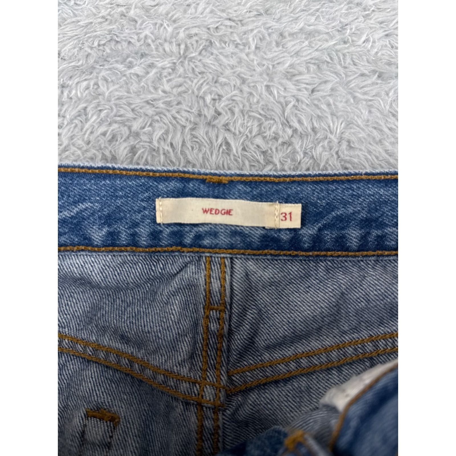 Levi's Levis Premium Jeans Womens 31x27 Blue Denim Wedgie Distressed Big E Size 24" / US 00 / IT 34 - 6 Thumbnail