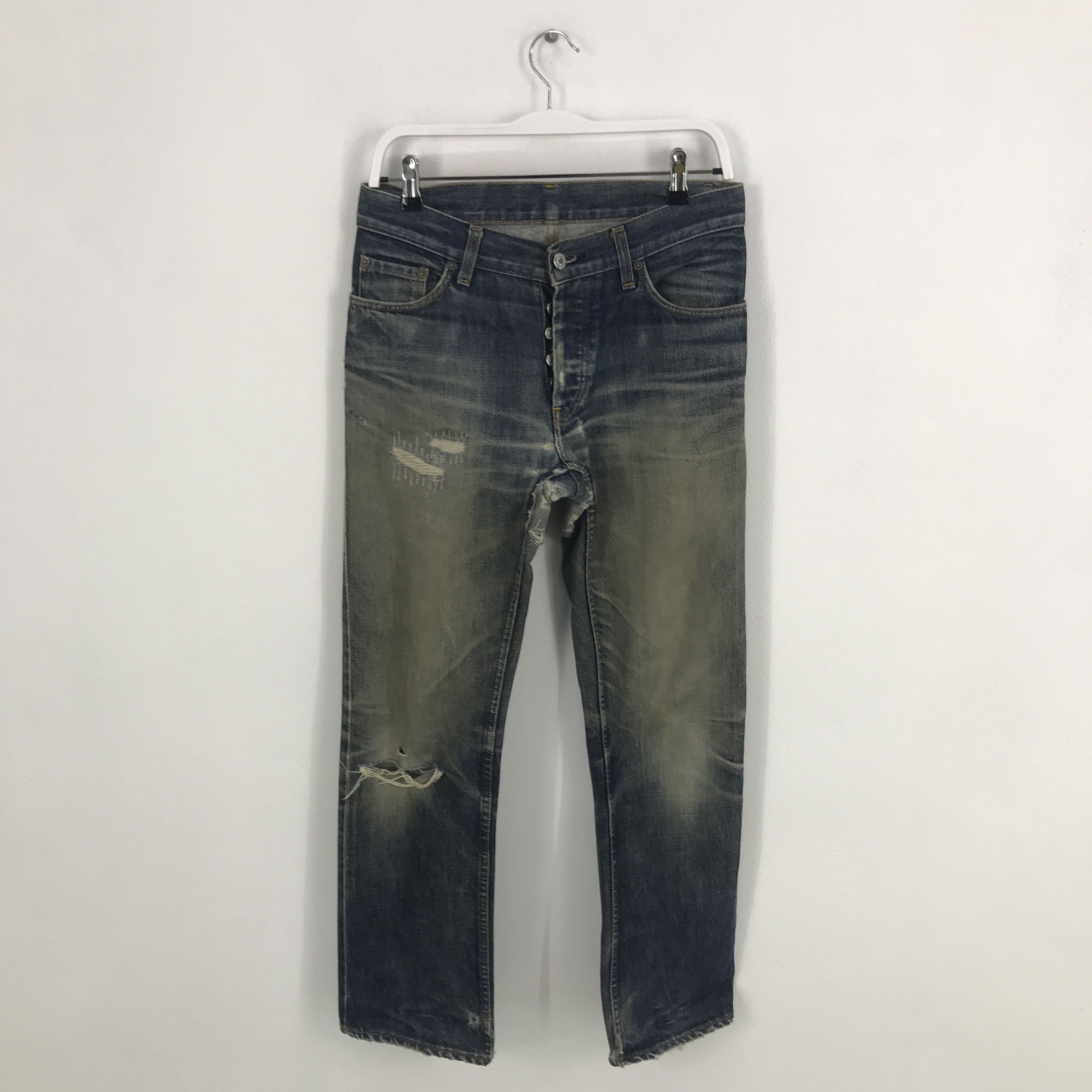 Helmut Lang × Vintage RARE🔥Helmut lang distressed denim pants Size US 30 / EU 46 - 1 Thumbnail