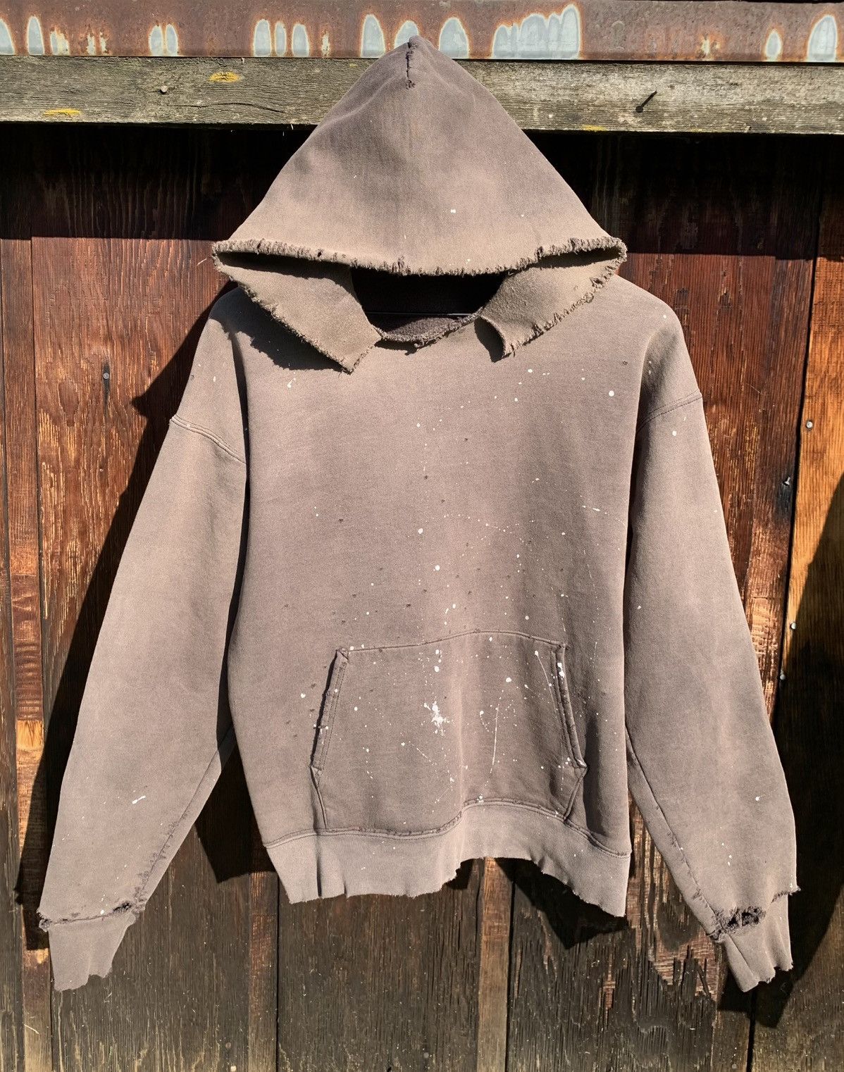Vintage Vintage Thrashed Sun Faded Blank Hoodie 90s Paint Boxy M Size US M / EU 48-50 / 2 - 1 Thumbnail