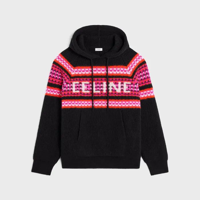 image of Celine O1W1Db10324 Hooded Sweaters In Black/pink, Men's (Size XL)