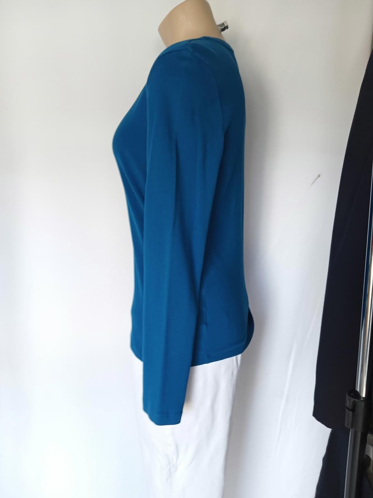 Designer Stylish Long Sleeve Top in Vibrant Teal Size M / US 6-8 / IT 42-44 - 2 Thumbnail