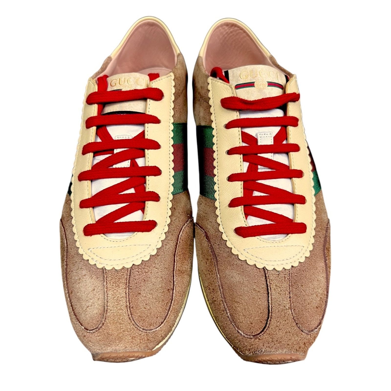 Gucci Gucci Men's US 9 Brown Suede Web Rocket Sneakers Luxury Size US 9 / EU 42 - 2 Thumbnail