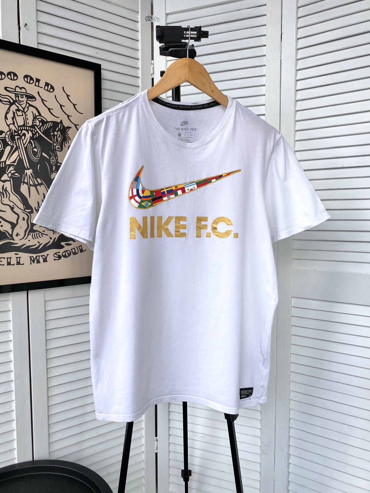 Nike Soccer Jersey Streetwear Nike F.C. Swoosh Flag Tee Shirt Drill Grailed