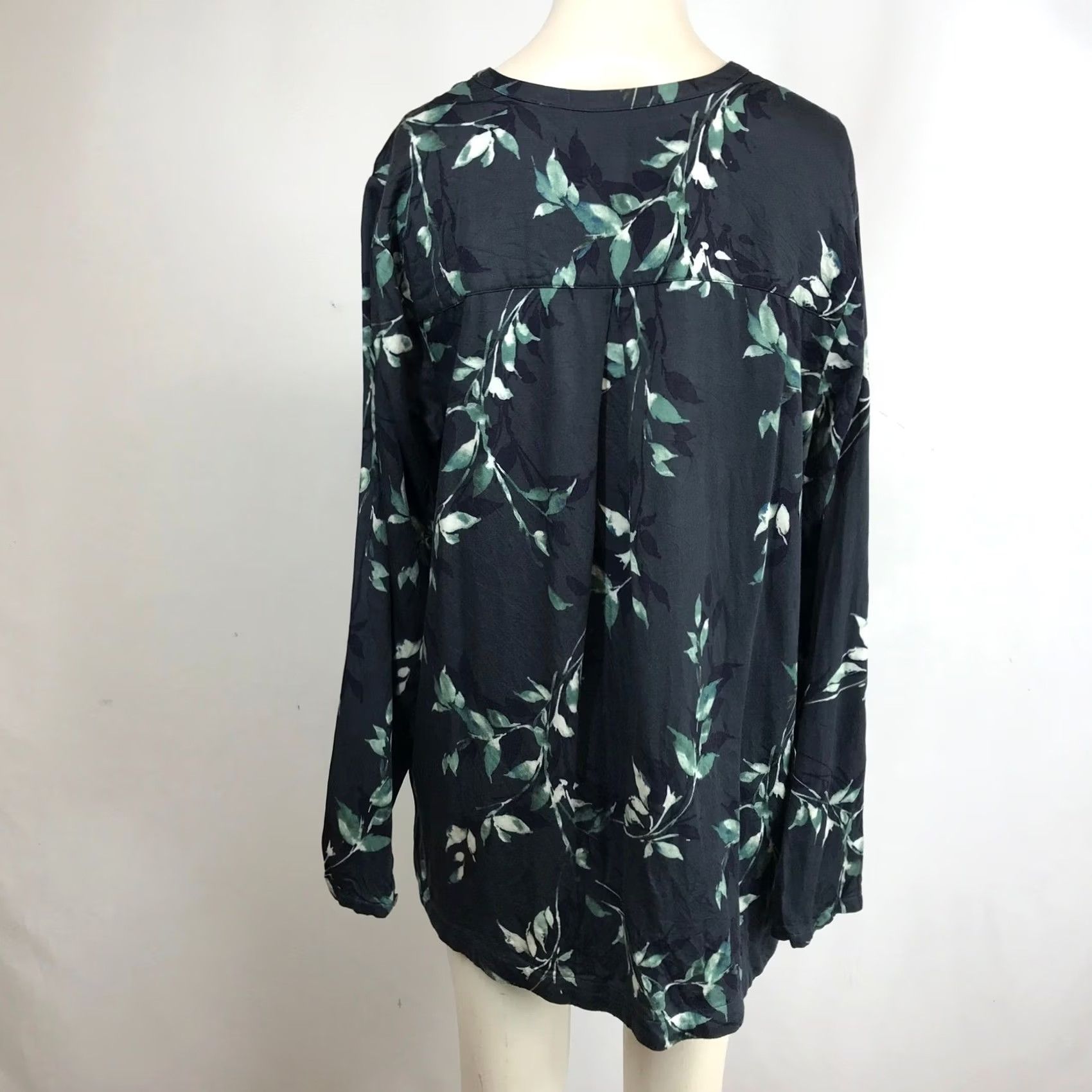 Vintage Pure Jill Blouse Womens Button Front Long Sleeve Leaf Print Dark Gray M Size M / US 6-8 / IT 42-44 - 5 Thumbnail