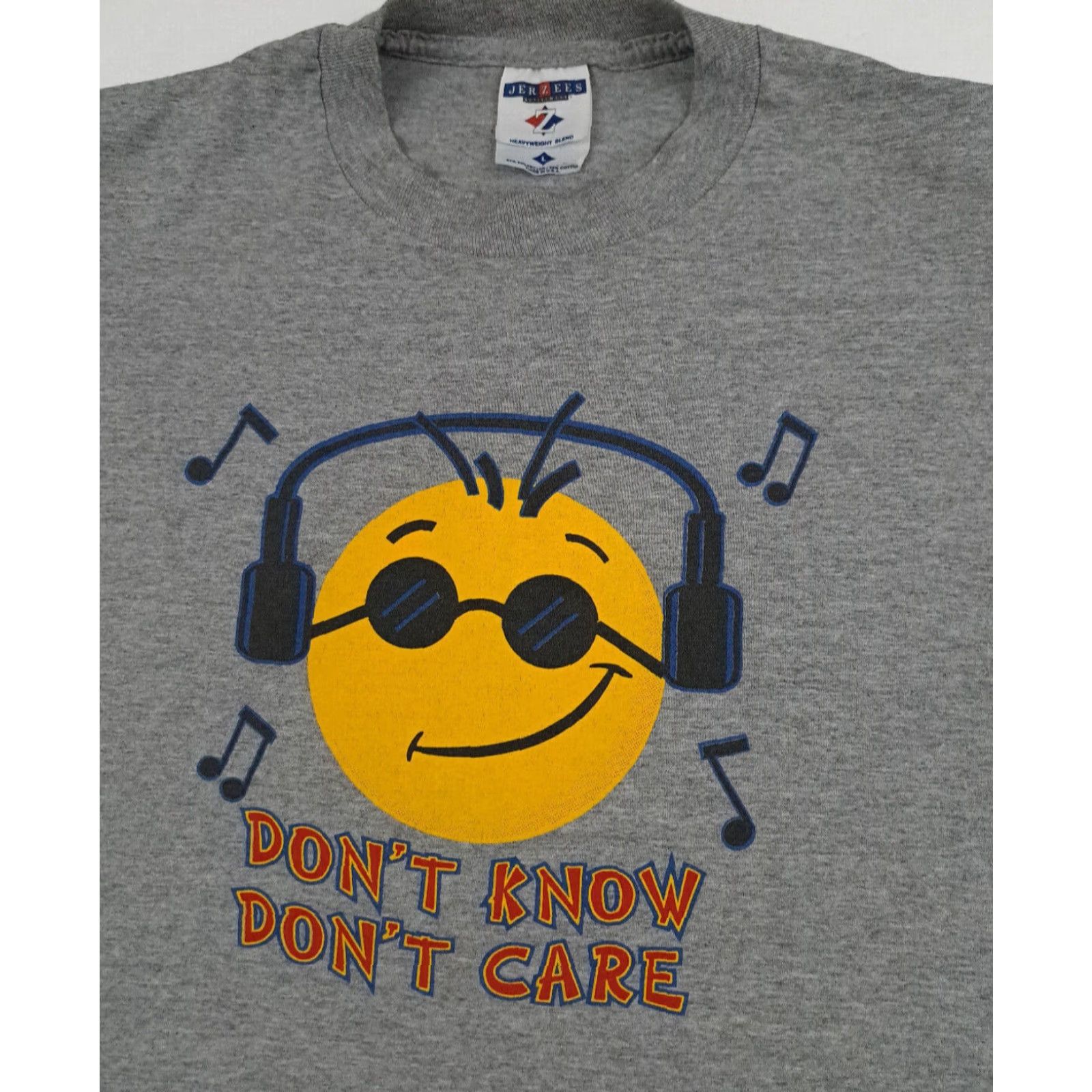 Jerzees VINTAGE Don t Know Don t Care Smily Face T-Shirt Grey L Mens 1980s USA Made Size US L / EU 52-54 / 3 - 2 Thumbnail