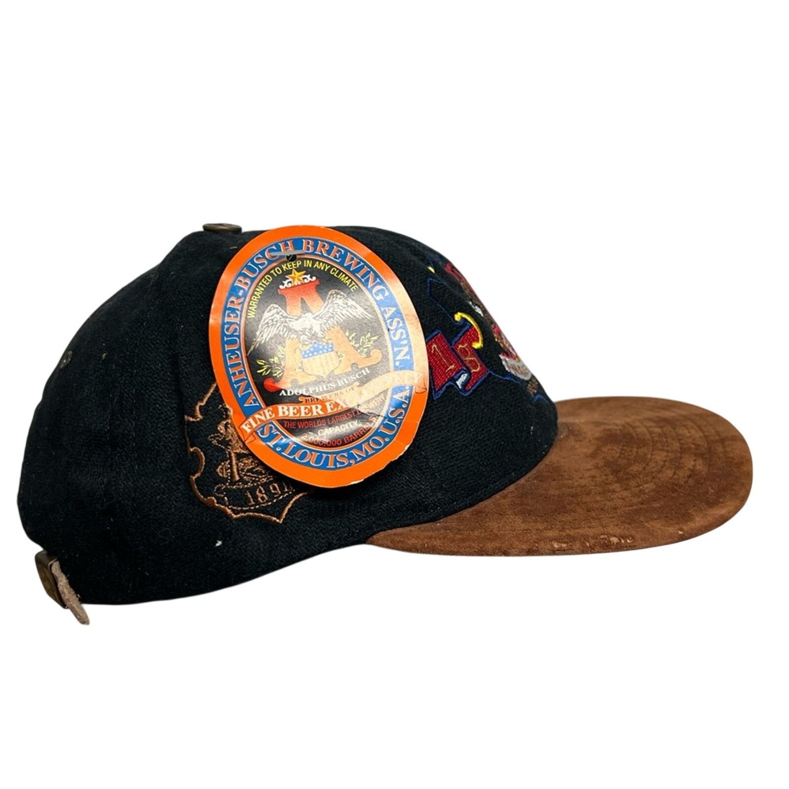 Budweiser Vintage Budweiser Anheuser Busch Beer Hat Leather Bill USA Size ONE SIZE - 4 Thumbnail