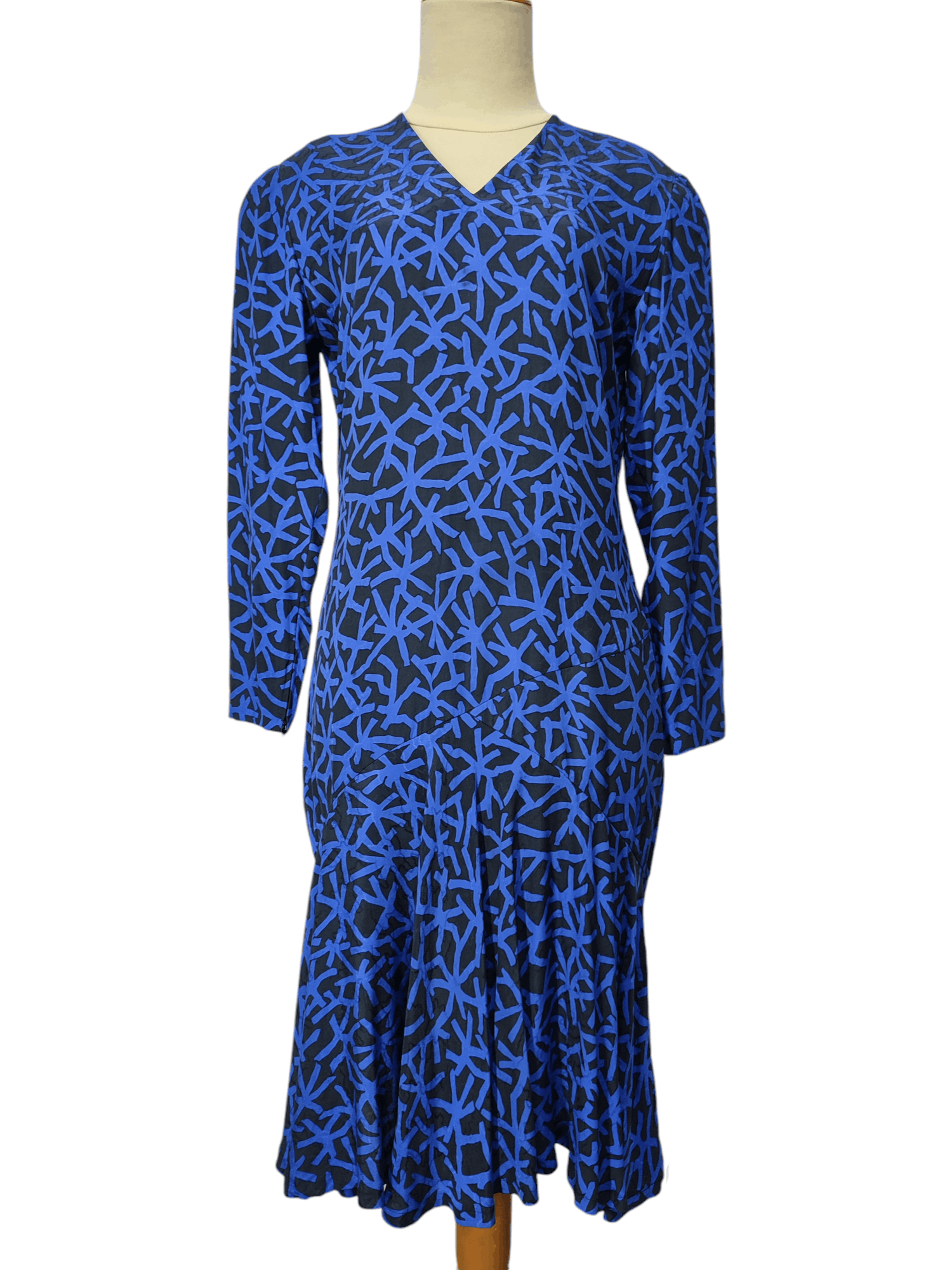 Christian Dior Monsieur × Vintage 🔥Vtg Christian Dior🔥Absract Graphic Silk Midi Dress Size M / US 6-8 / IT 42-44 - 1 Thumbnail