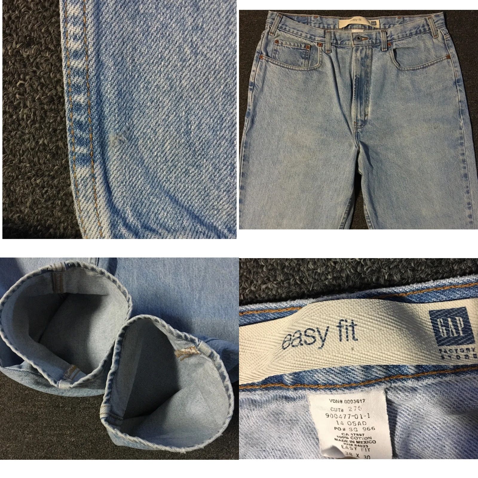 Gap VINTAGE Gap Jeans Men 38 Blue Distressed Easy Fit Relaxed 30in Denim 90s Skater Punk Retro Y2K Grunge Rockabilly Band 80s USA Size US 38 / EU 54 - 8 Thumbnail