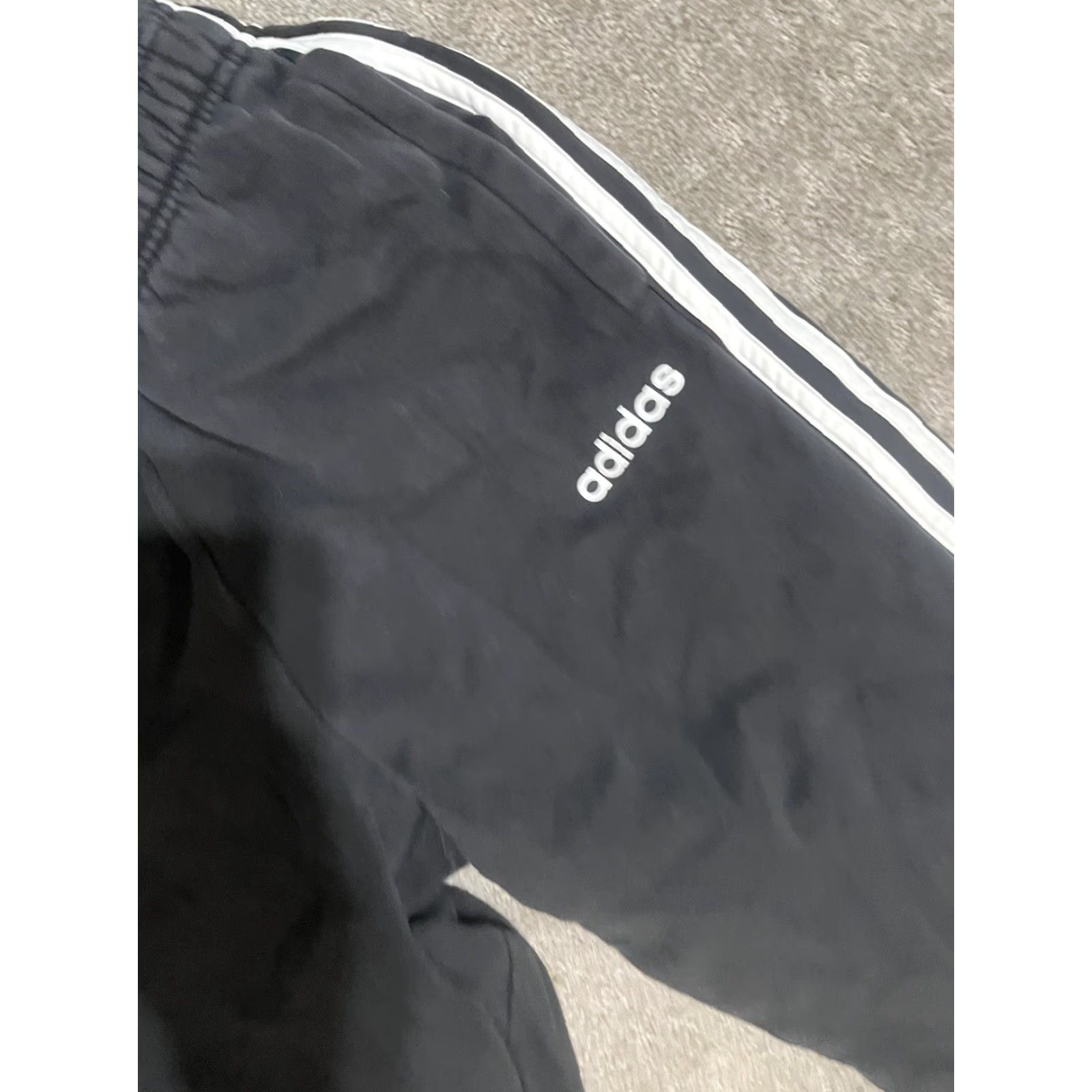 Adidas Adidas Black Sweatpants Solid White Logo Mens Small Fleece No Drawstring Clima Cool Activewear Pants Regular Inseam 24in Men Size US 29 - 3 Thumbnail