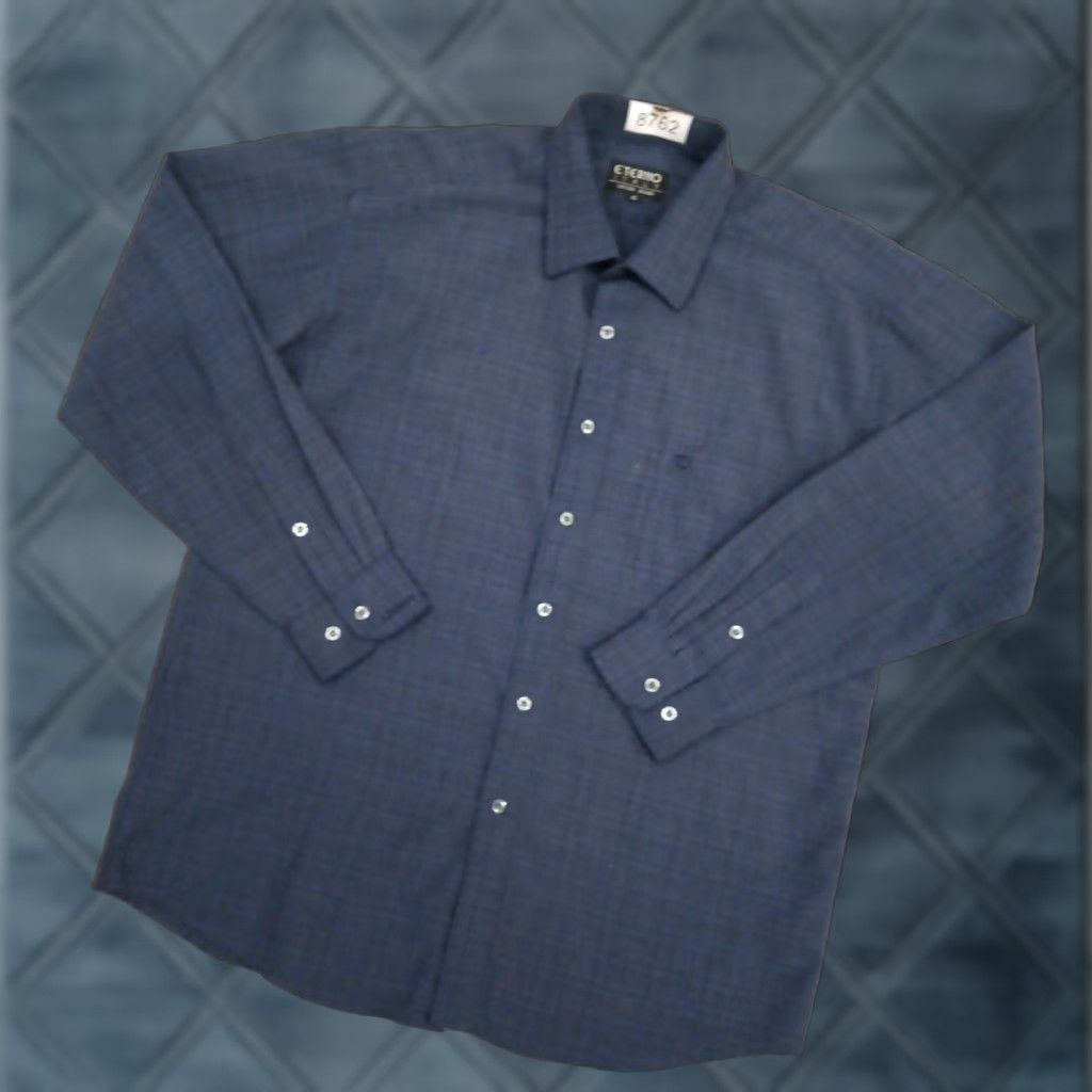 Vintage Eterno Shirt Mens Size 16 Blue Plaid Long Sleeve Button Up Cotton Blend Size US L / EU 52-54 / 3 - 1 Thumbnail