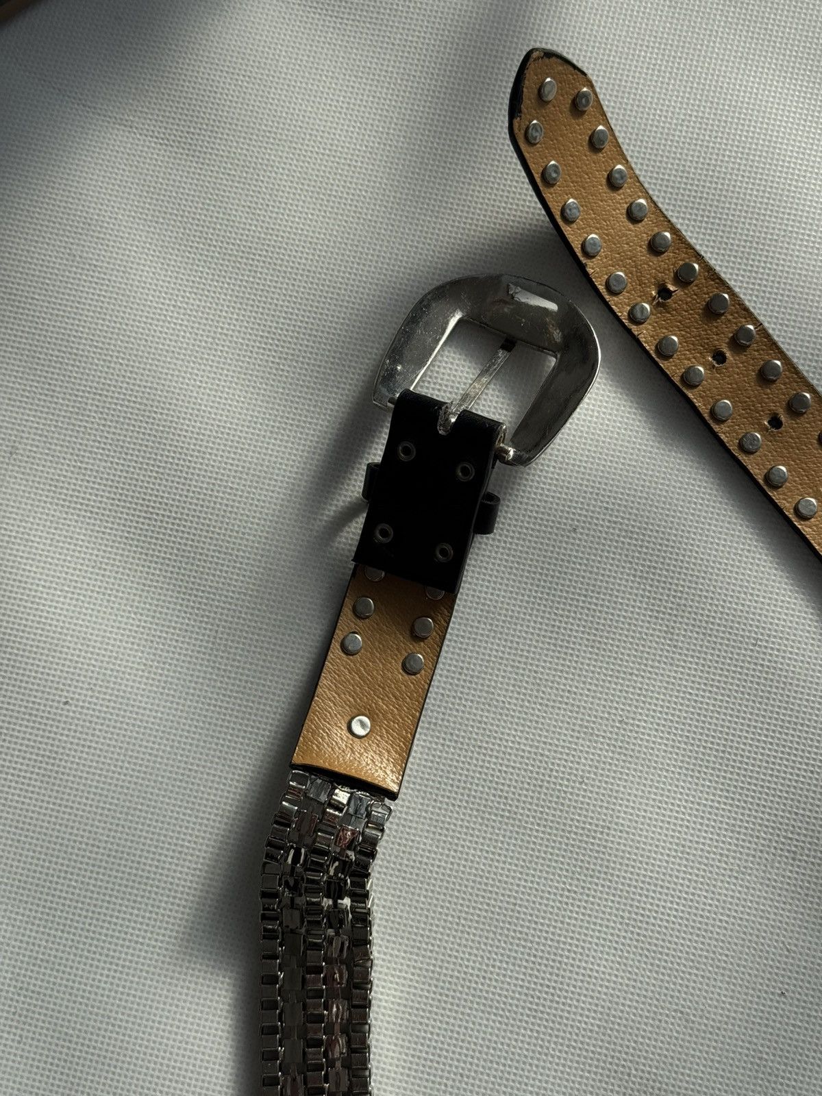 Japanese Brand Vintage Belts Y2K Rhinestones Punk leather belt Japanese Size ONE SIZE - 15 Thumbnail