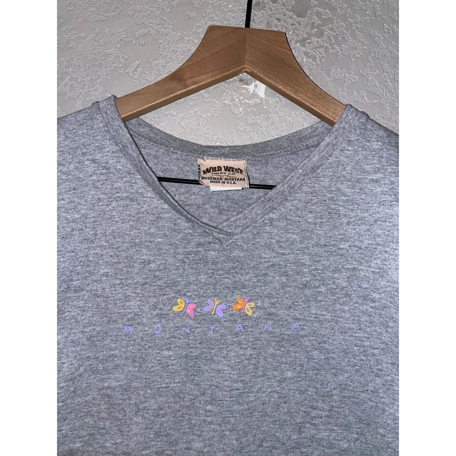 Vintage Womens Butterfly Shirt Top Tee Gray Montana Trio 90s Medium Size M / US 6-8 / IT 42-44 - 2 Thumbnail