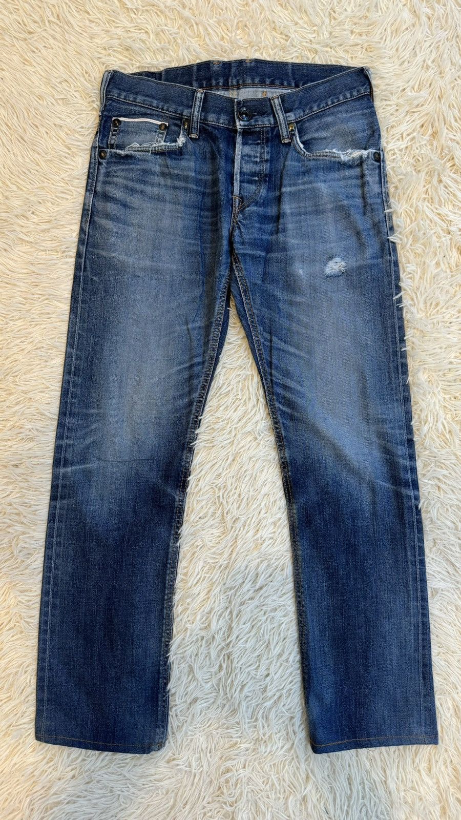 Edwin Offer‼️Edwin Buckle Back Selvedge Distressed Denim (24-195) Size US 31 - 2 Thumbnail