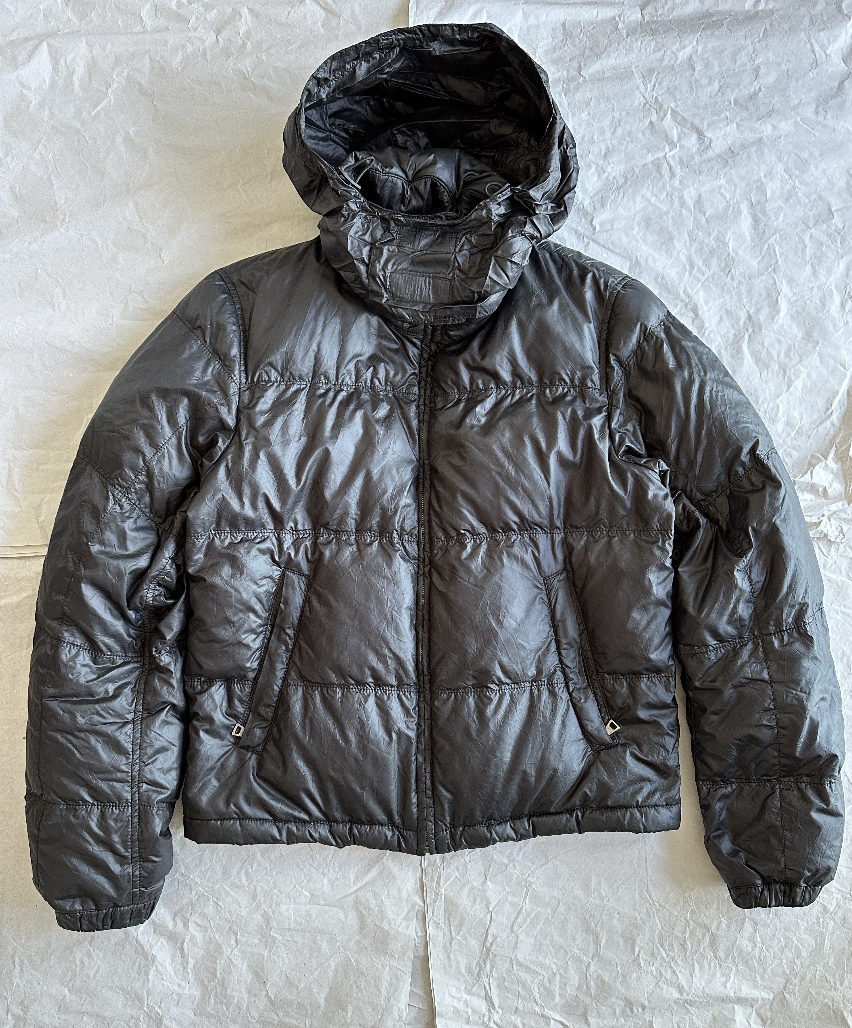 image of Prada Down Jacket Nylon Short Puffer in Black, Men's (Size Small)