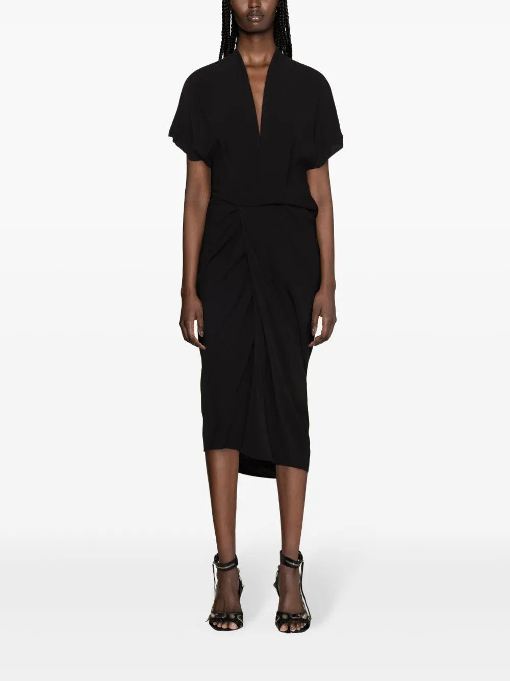Rick Owens o1y0126 Midi Dress in Black Size S / US 4 / IT 40 - 4 Thumbnail