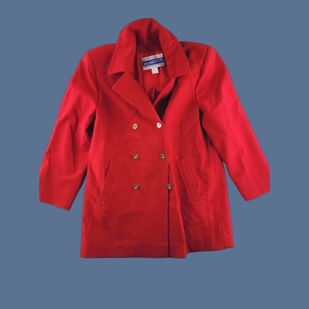 Pendleton Pendleton Coat Womens 12 Red Wool Long Double Breasted Made in USA Size XL / US 12-14 / IT 48-50 - 1 Thumbnail