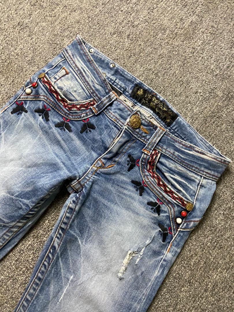 Japanese Brand Vintage Red Pepper Denim Flare Distressed Jeans (184) Size US 30 / EU 46 - 14 Thumbnail