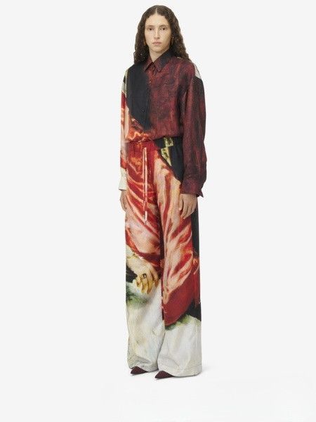 Alexander McQueen o1srvl11e0226 Twill Silk Trousers In Multicolor Size 28" / US 6 / IT 42 - 3 Thumbnail