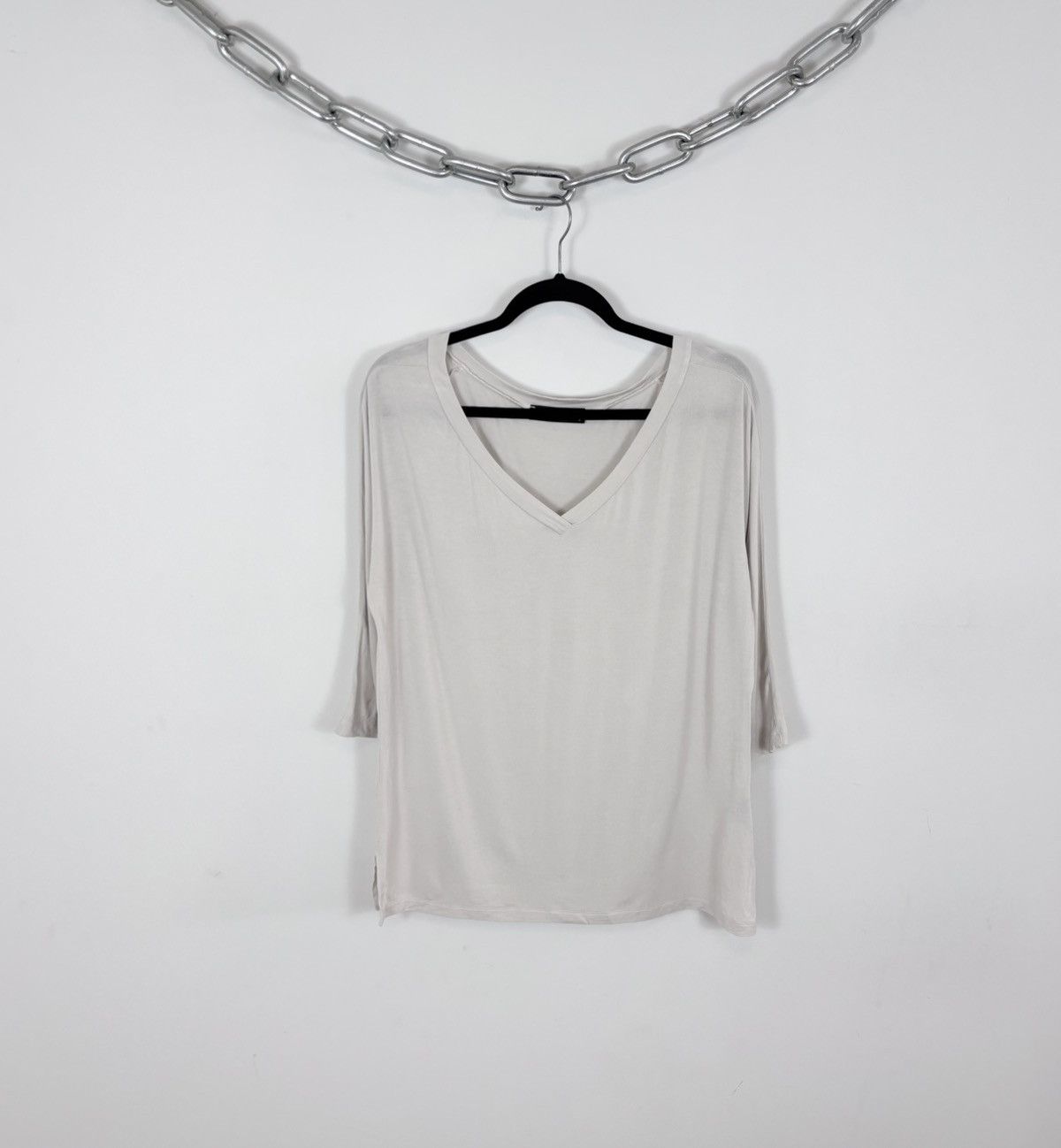 Max Mara Max Mara Bodywear Ecru White Women’s V-Neck Long Sleeve Tee Size L / US 10 / IT 46 - 1 Thumbnail