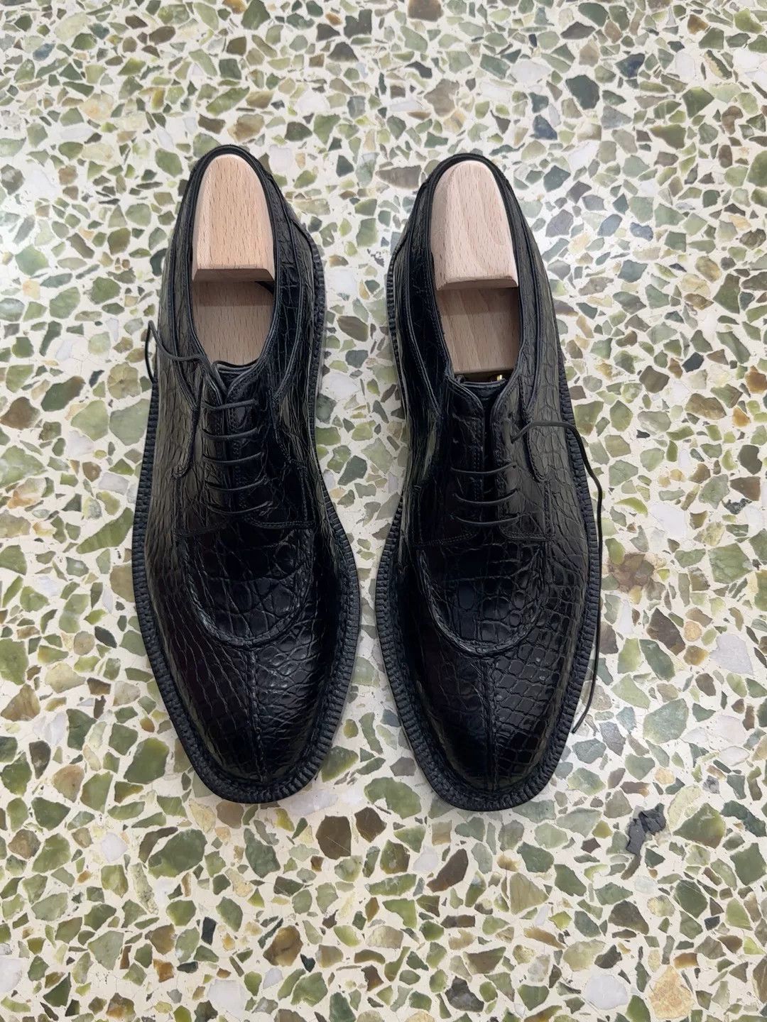 Enzo Bonafe Enzo Bonafe Black Crocodile Split Toe Custom Shoes Size US 11 / EU 44 - 1 Thumbnail