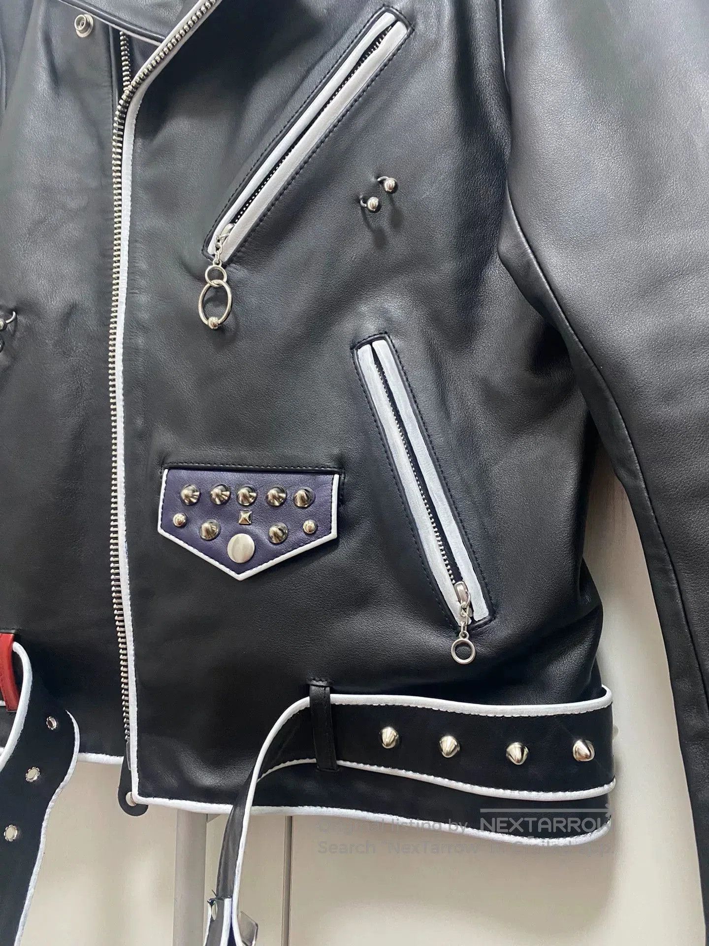 Schott CGJoey Modified Black Metal Leather Jacket. Size US M / EU 48-50 / 2 - 8 Thumbnail