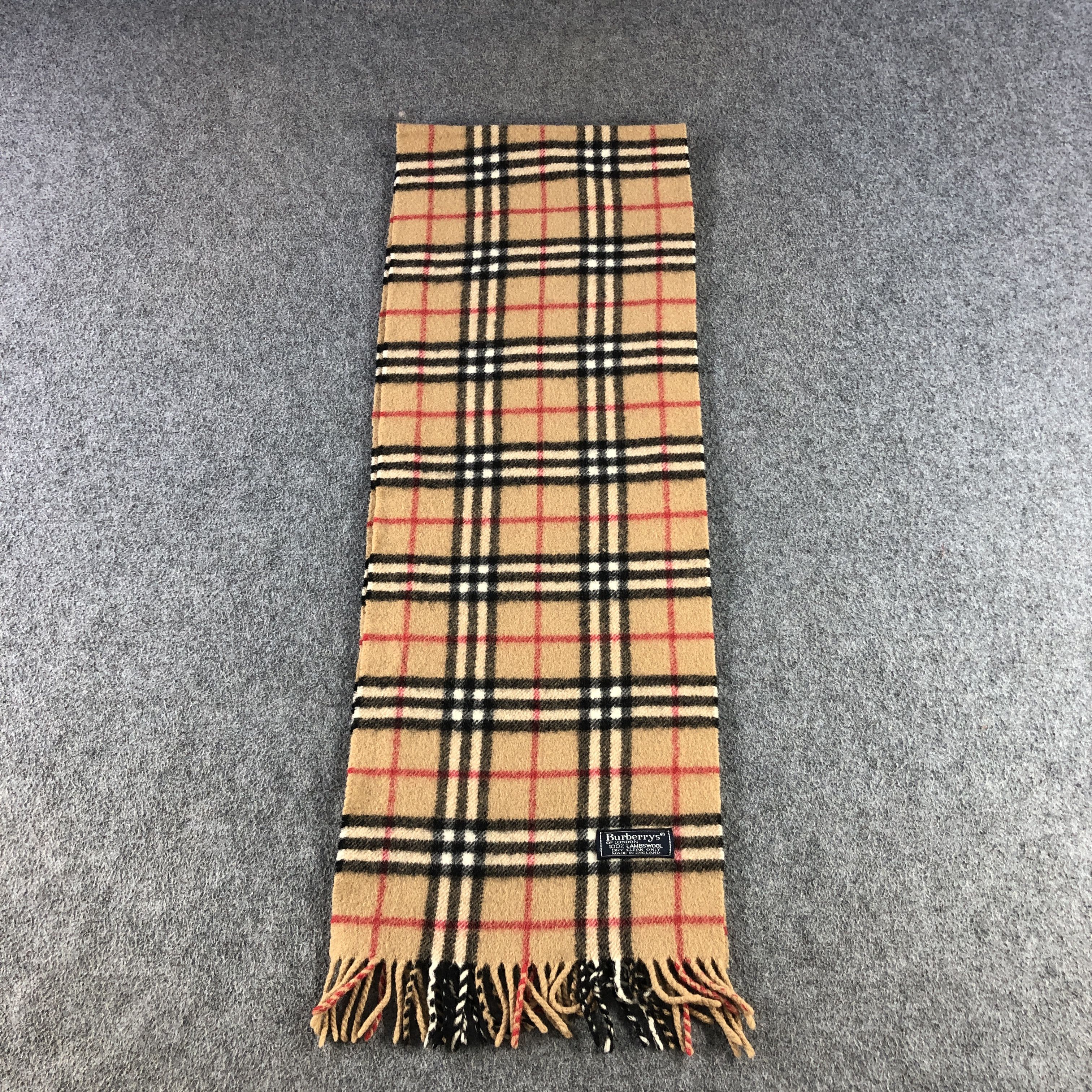 Burberry Burberrys Tan Nova Check Wool Scarf Muffler V2865 Size ONE SIZE - 2 Thumbnail