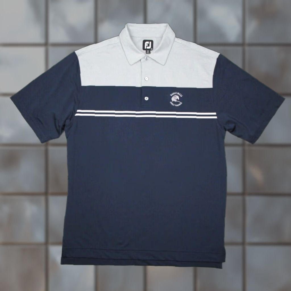 Footjoy FootJoy Polo Shirt Mens Large Blue Performance Golfing Stripe Logo Eagle Falls Golf Course Embroidered on front Size US L / EU 52-54 / 3 - 1 Thumbnail