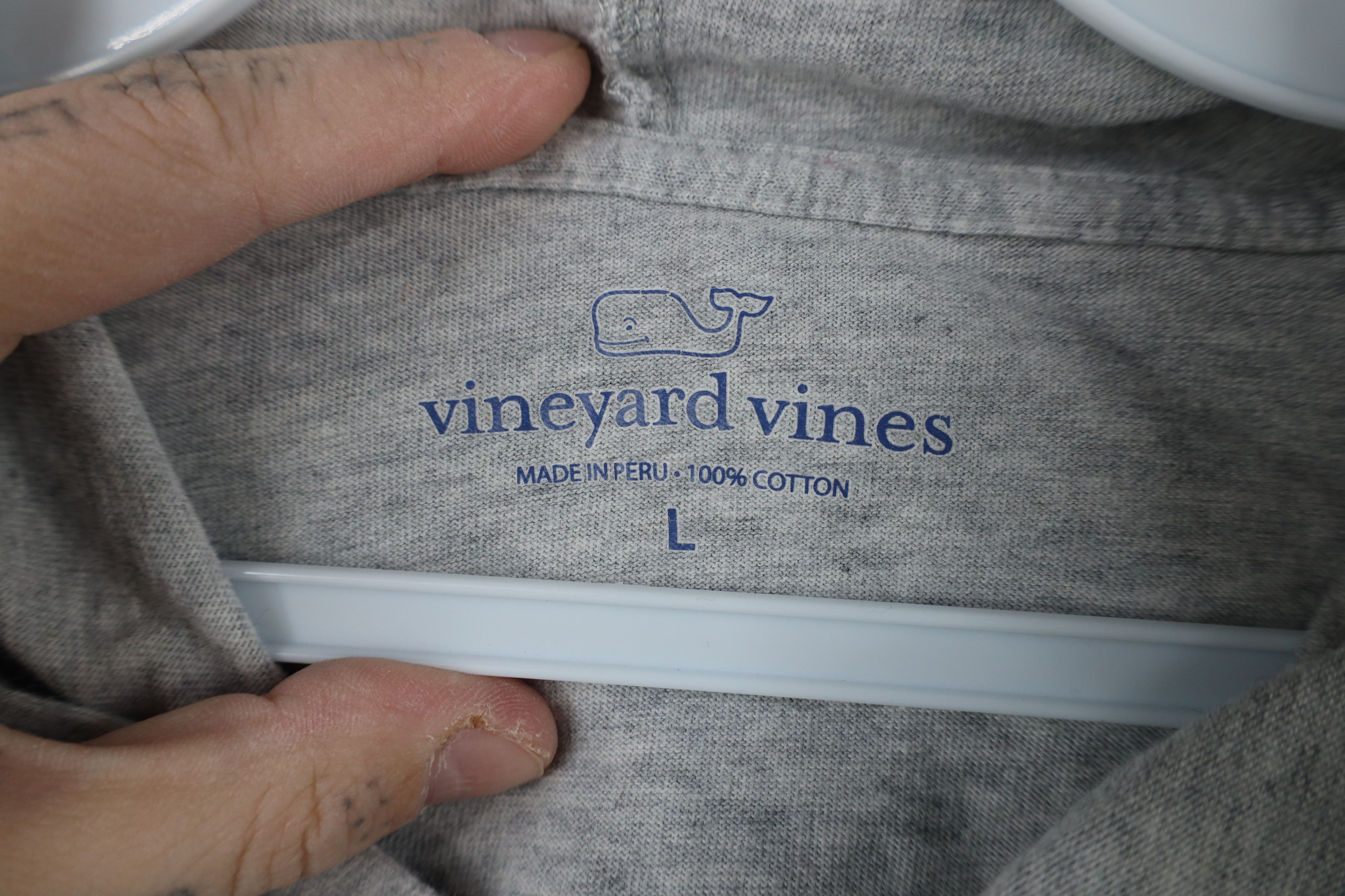 Vineyard Vines × Vintage Vineyard Vines Football Long Sleeve Hooded T-Shirt Gray Size US L / EU 52-54 / 3 - 6 Thumbnail