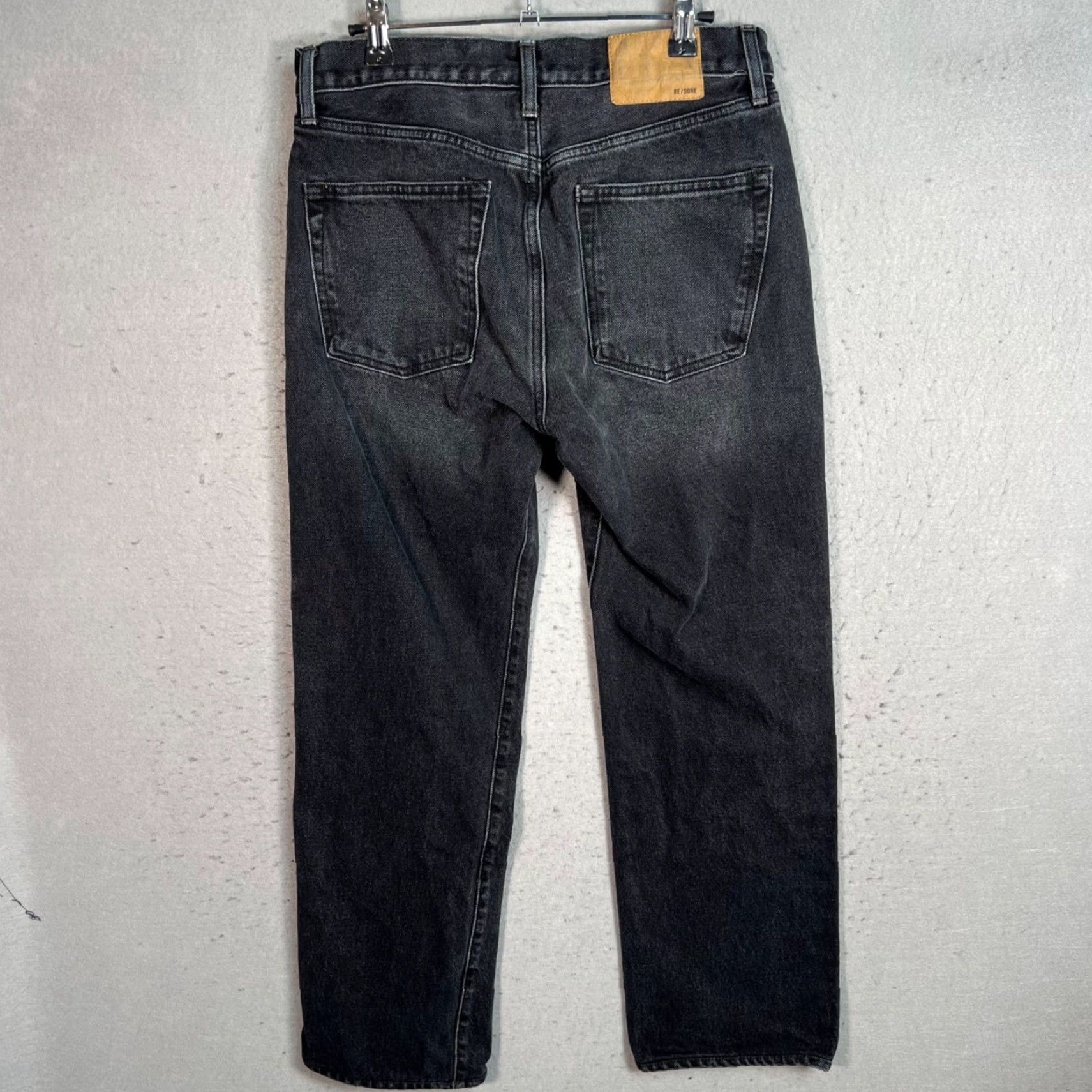 RE/DONE VINTAGE? No, Re/Done Mens 29 Straight Jeans Black Cotton Denim 5-Pocket Regular Inseam 26" Mid Rise Mens Size 29 Black Denim Jeans Size US 29 - 2 Thumbnail