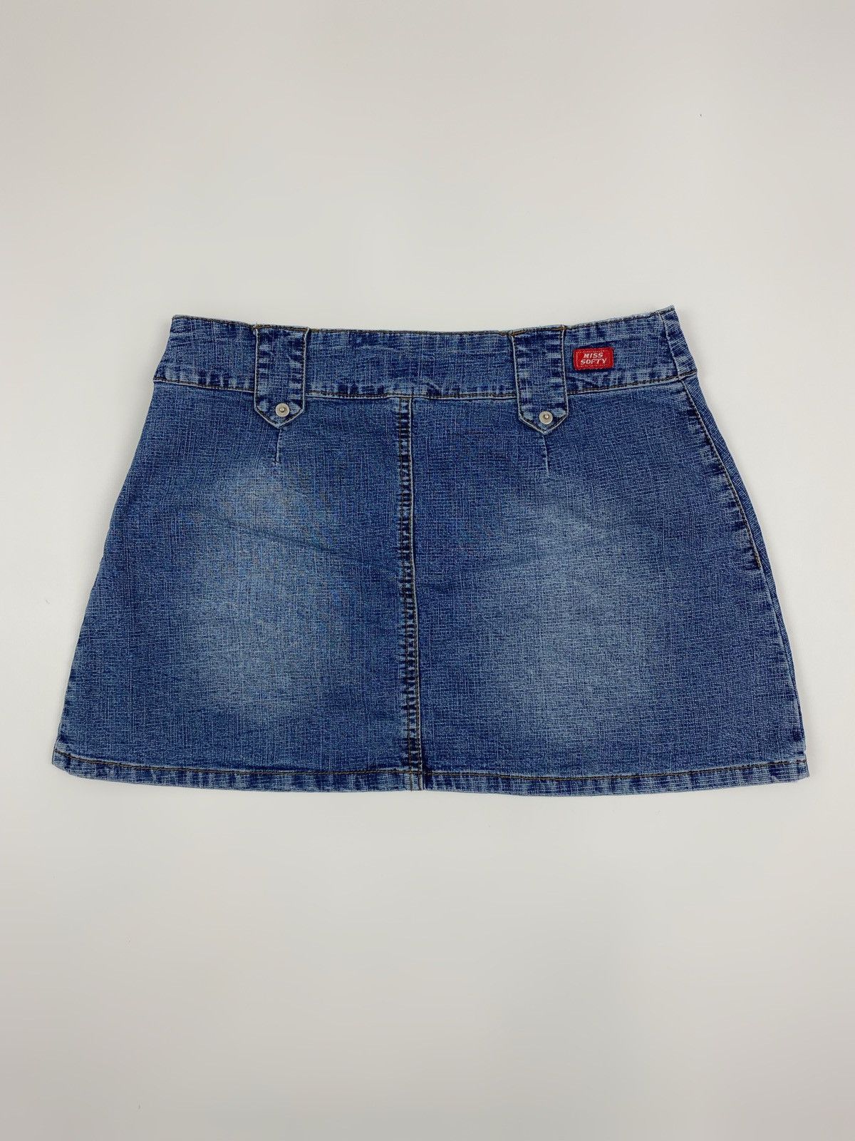 Vintage Y2K Vintage Miss Softy Diagonal Zip Washed Denim Mini Skirt Size 28" / US 6 / IT 42 - 3 Thumbnail