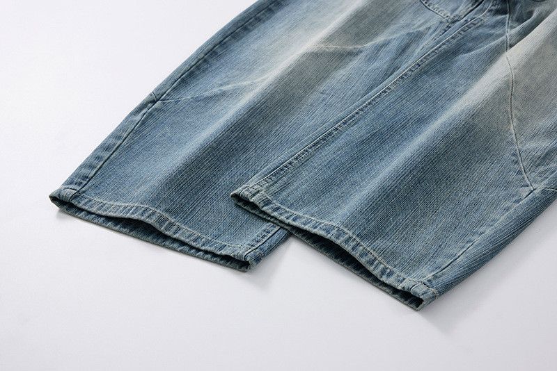 Jean American street men's retro patchwork casual curved jeans Size US 32 / EU 48 - 6 Thumbnail