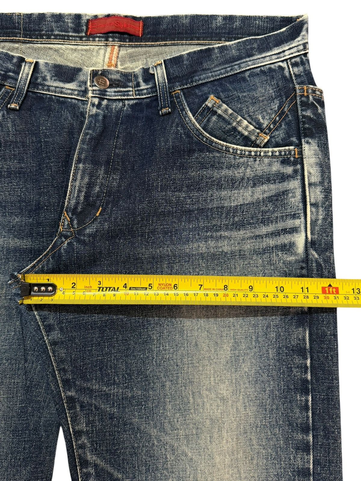Edwin Vintage 90s Edwin E-Function Blue Faded Wash Distress Loose Size US 36 / EU 52 - 13 Thumbnail