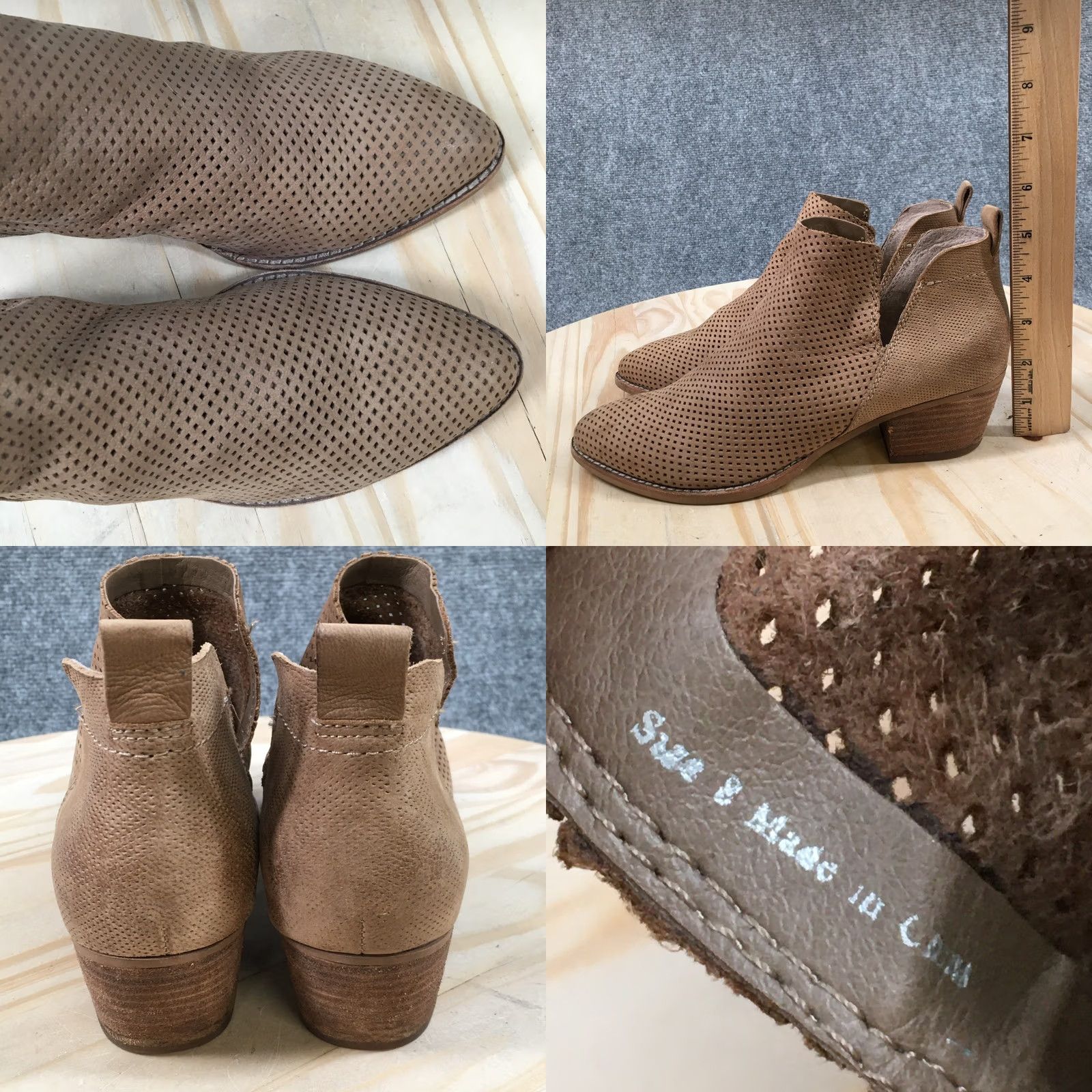 Dolce Vita Dolce Vita Boots Women 8 Brown Sonya Almond Toe Slip On Perforated Leather Ankle Bootie Size US 8 / IT 38 - 8 Thumbnail