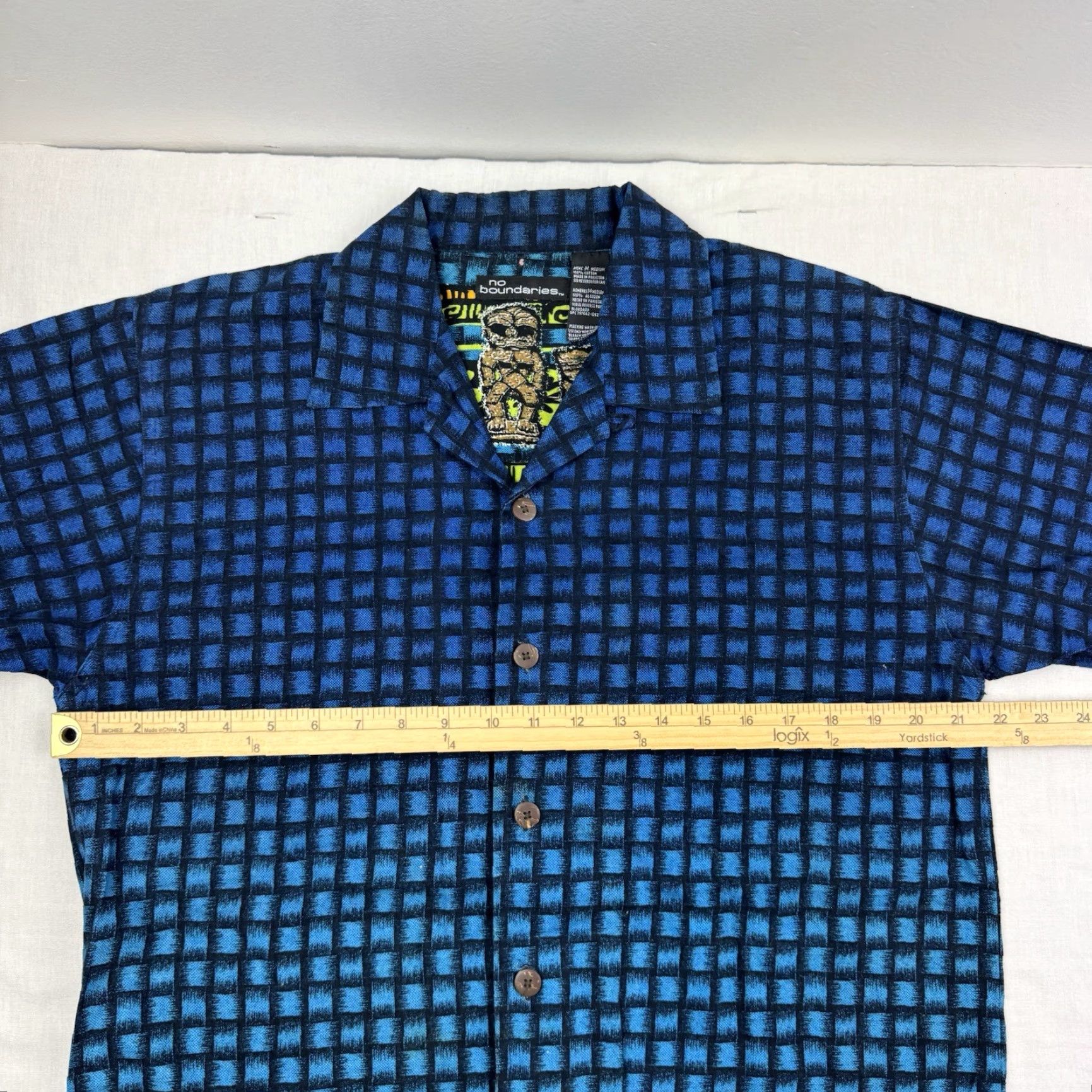 Vintage VINTAGE No Boundaries Shirt Adult Medium Blue Hipster Punk Baggy Y2K Tiki Button Up Size US M / EU 48-50 / 2 - 7 Thumbnail